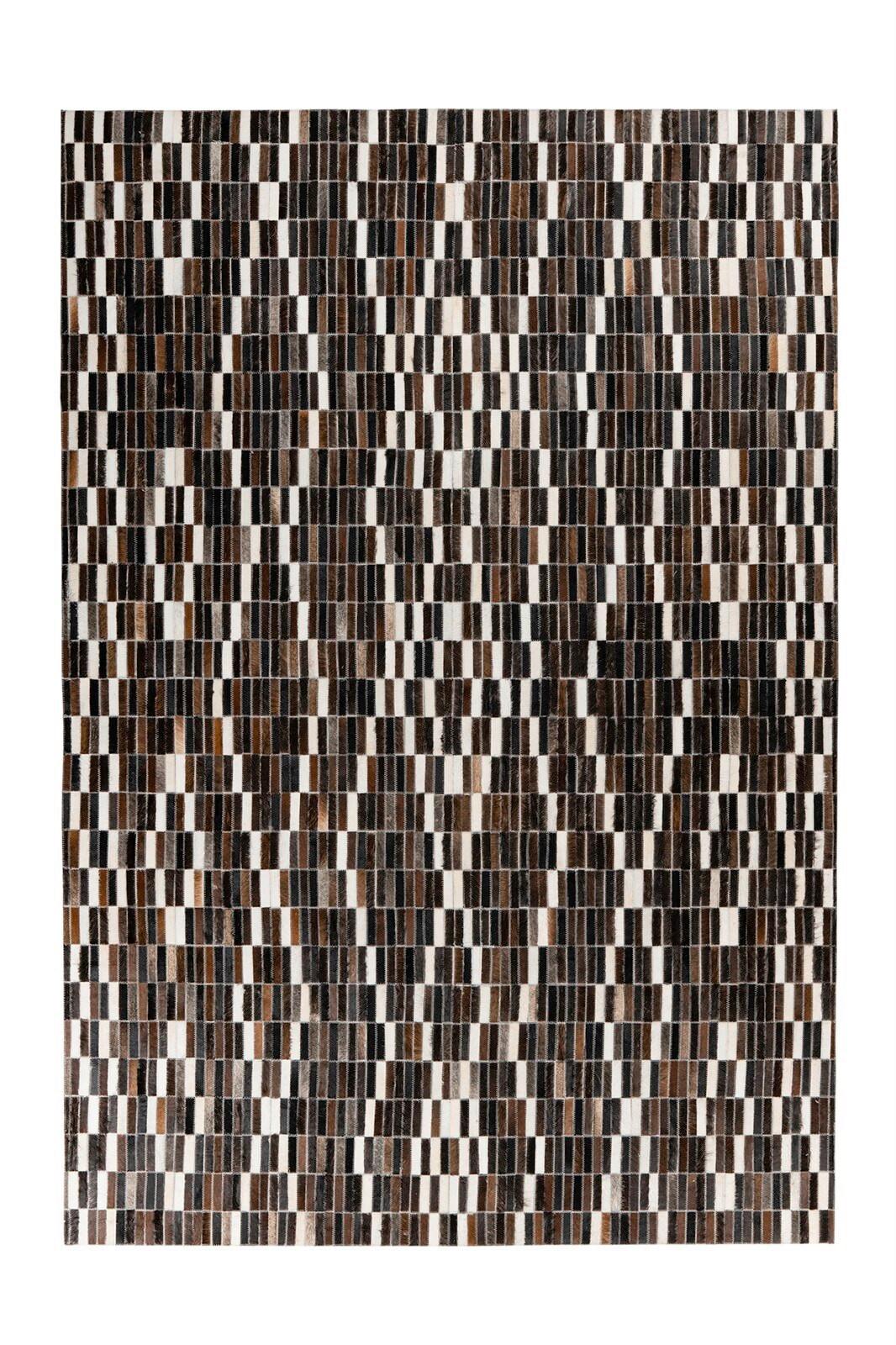 Flachwebeteppich Lavin 125 Schwarz/weiss 80x150 - Weiss/Schwarz, Basics, Leder (80/150cm) - Kayoom