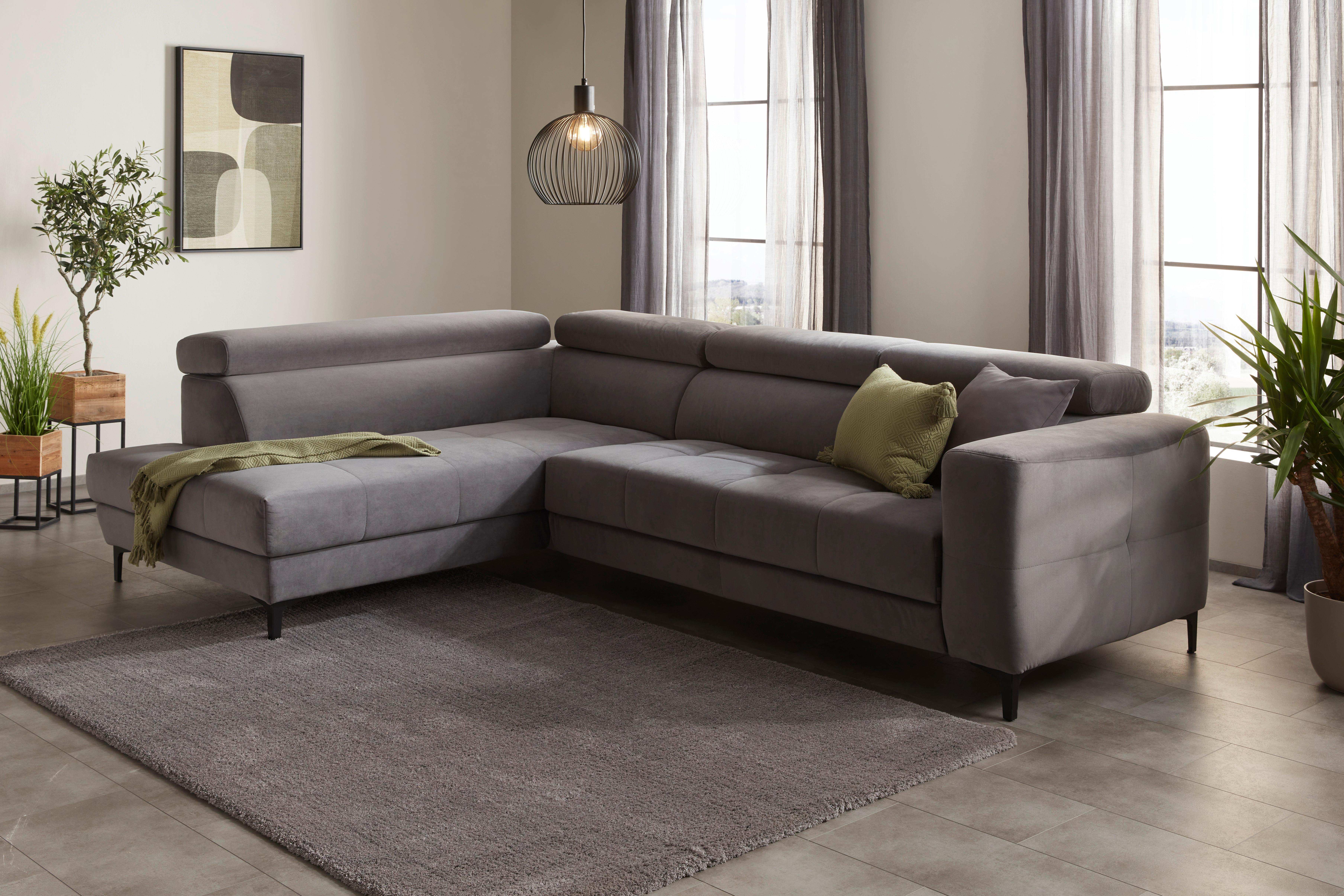 Colțar EMMA - gri, Modern, textil (210/47/301cm) - Mömax