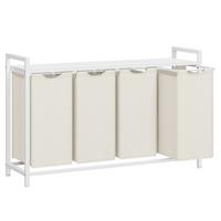 WÄSCHEKORB BLH401W01 - Beige/Weiß, Trend, Holzwerkstoff/Textil (116/72/33cm) - MID.YOU