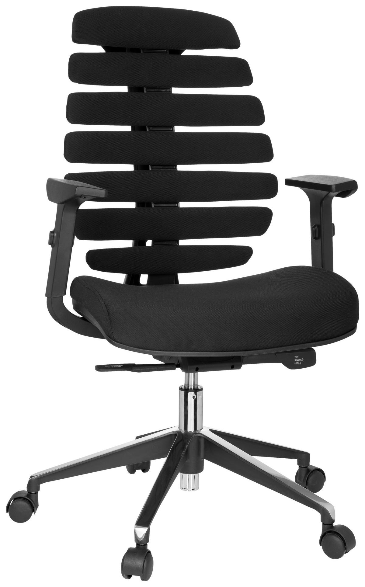 Drehstuhl Ergo Line II Schwarz - Schwarz, MODERN, Kunststoff/Textil (65/115/50cm) - MID.YOU