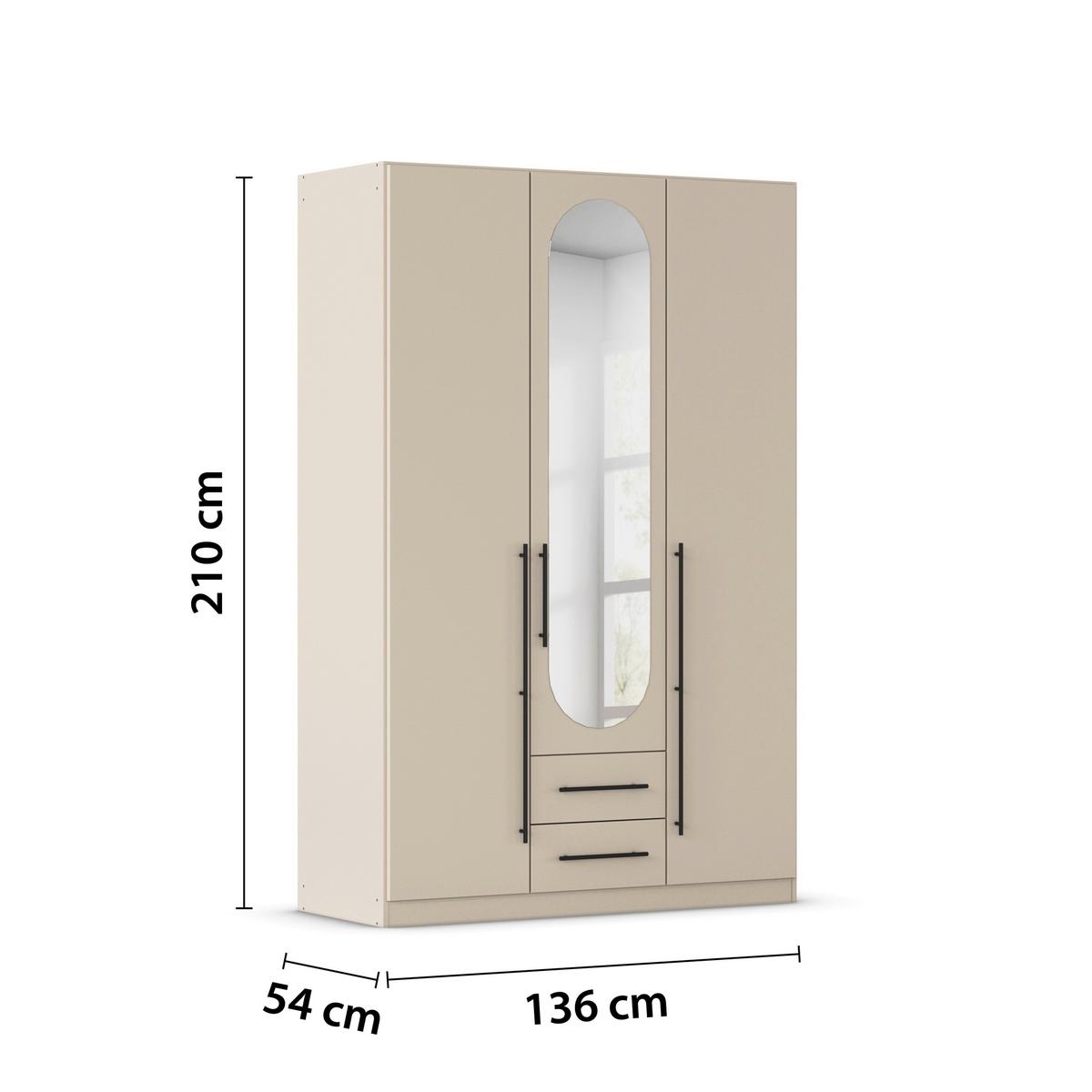 Dulap cu uși rotative VELORA - șampanie, Konventionell, material pe bază de lemn (136/210/54cm) - Mömax