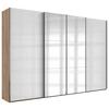 Ormar S Kliznim Vratima Level 36 D - boje hrasta/bijela visoki sjaj, Moderno, drvni materijal/metal (350/216/65cm) - Modern Living