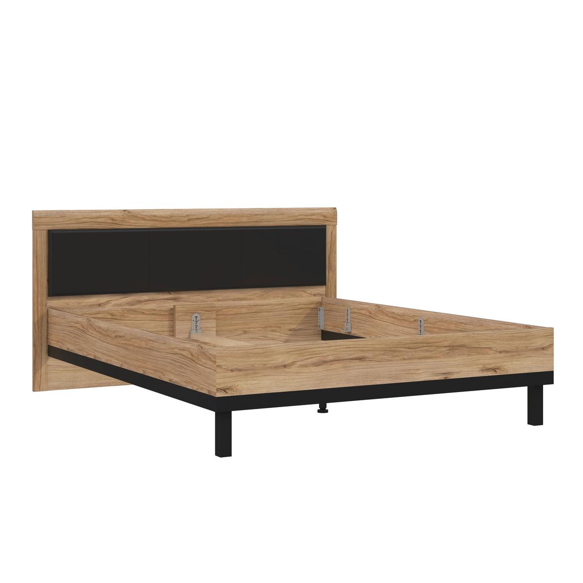 Ágykeret, Kb. 160/200cm Dalate - tölgyfa színű/fekete, Modern, faalapú anyag/fém (160/200cm)
