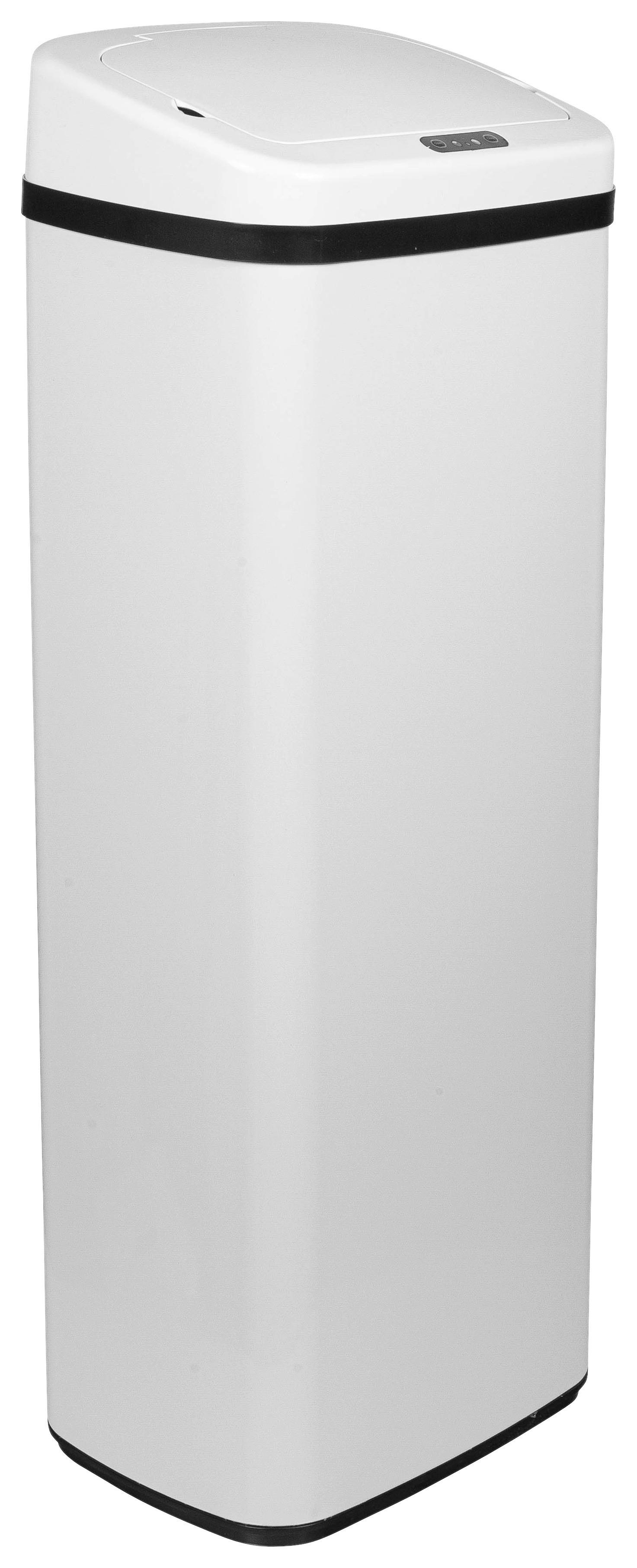 Koš Za Smeti Clean V, 50 L, Bela, S Senzorjem - črna, Basics, kovina/umetna masa (32/83/24cm) - MID.YOU