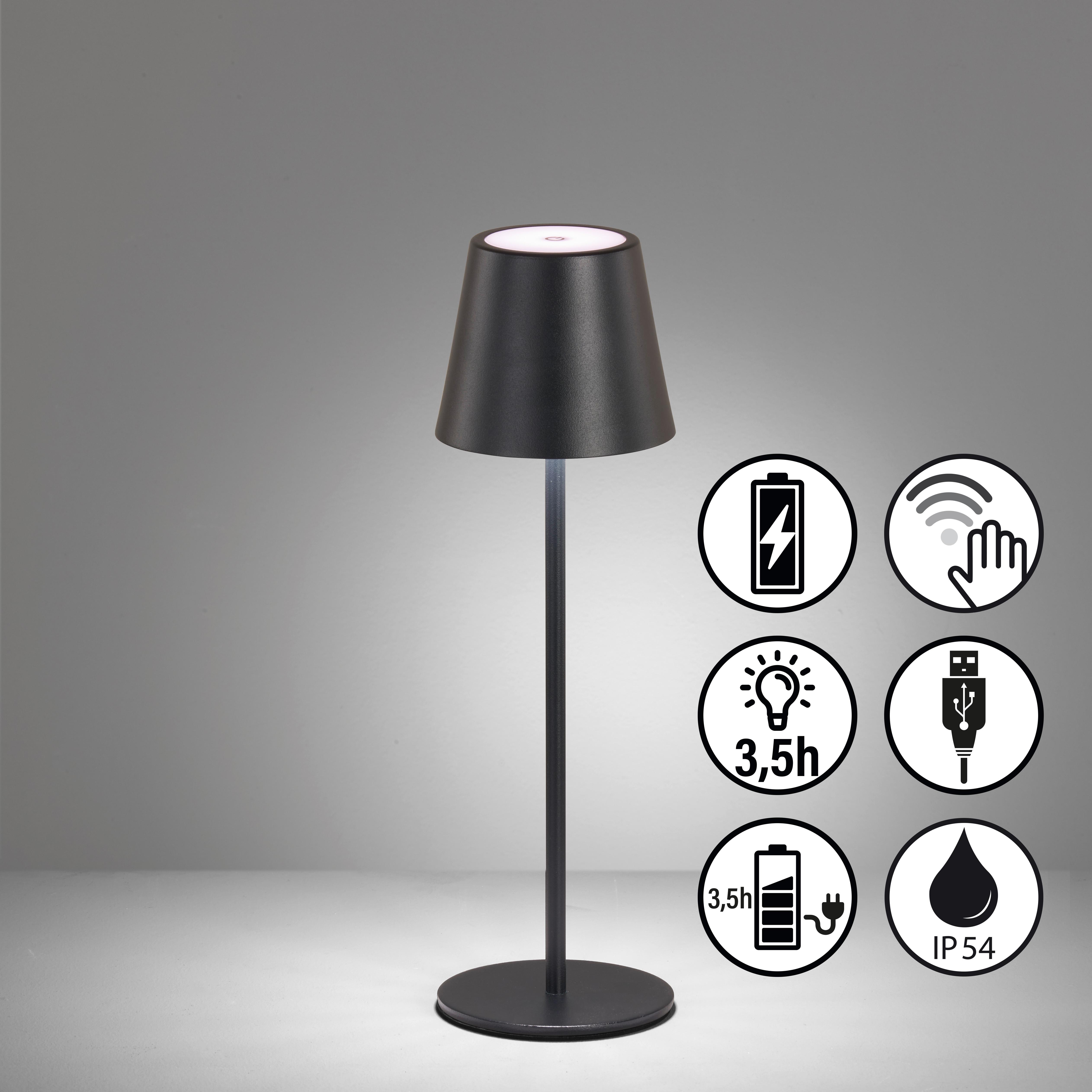 LAMPA STOŁOWA Z AKUMULATOREM 850355 VILETTO - czarny/kolor piaskowy, Konventionell, metal (11/36,5cm)