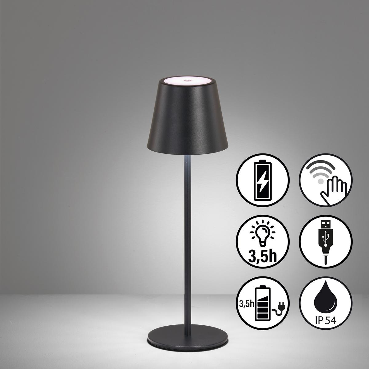 LAMPA STOŁOWA Z AKUMULATOREM 850355 VILETTO - czarny/kolor piaskowy, Konventionell, metal (11/36,5cm)
