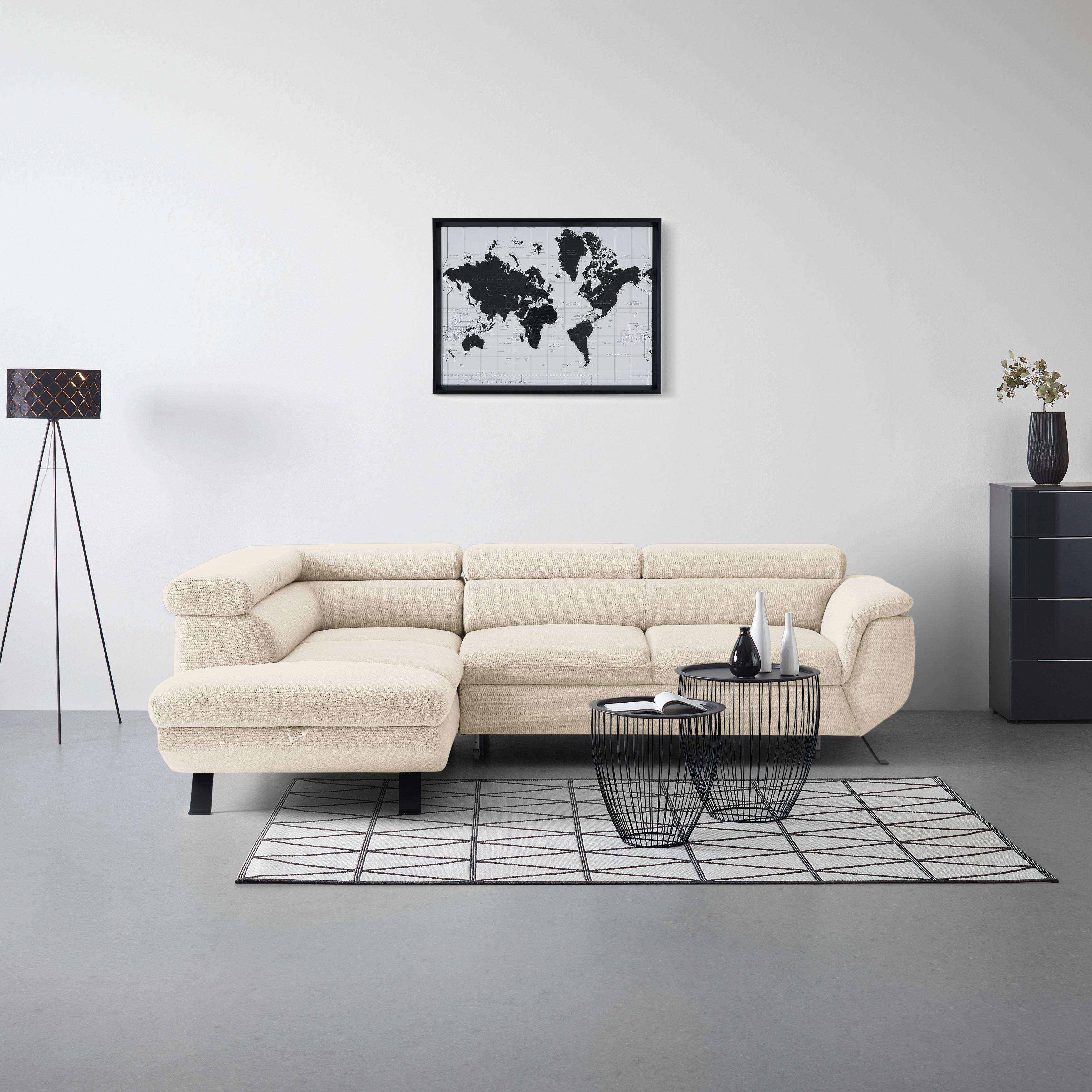 Ecksofa Raven Beige - Beige/Schwarz, MODERN, Textil/Metall (198/257cm) - Mömax