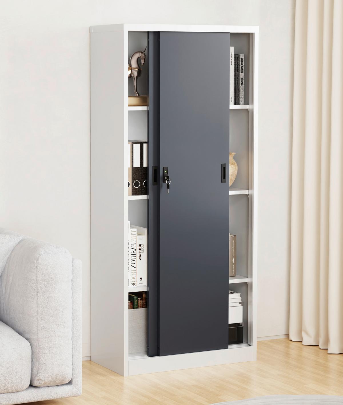 Aktenschrank Malivo - Weiss/Anthrazit, Konventionell, Metall (80/180/40cm) - MID.YOU