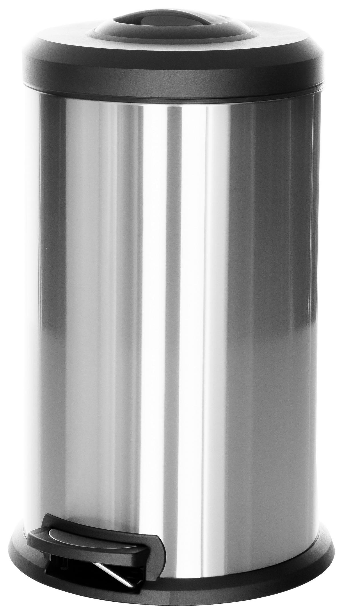Koš Za Smeti Clean X, 40 L, Srebrna - srebrne barve/črna, Basics, kovina/umetna masa (38/62-96/38cm) - MID.YOU