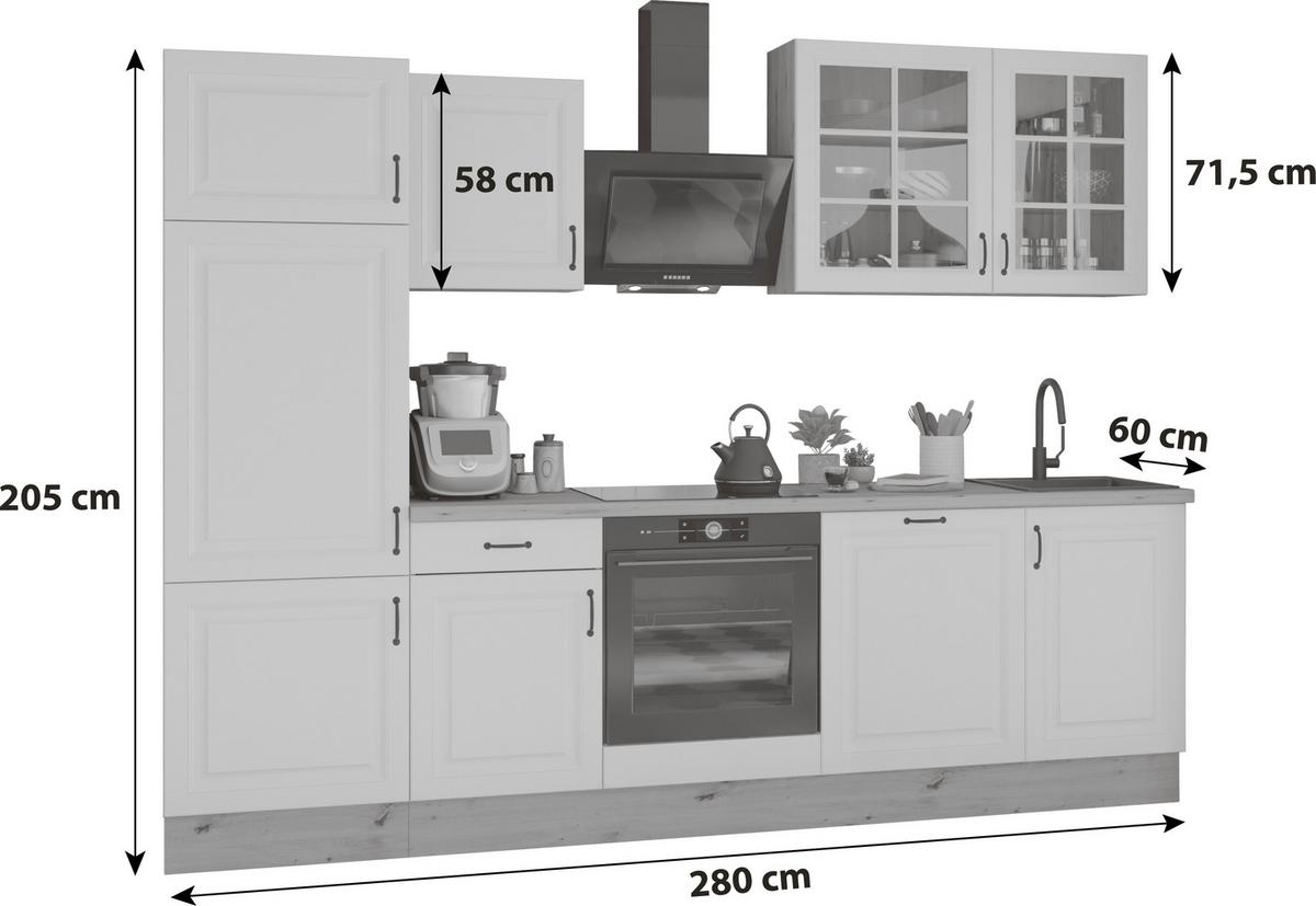 Kuhinjski Blok Brez Aparatov Stina, 280cm - črna/antracit, Romantika, kovina/steklo (280/219/60cm) - Livetastic