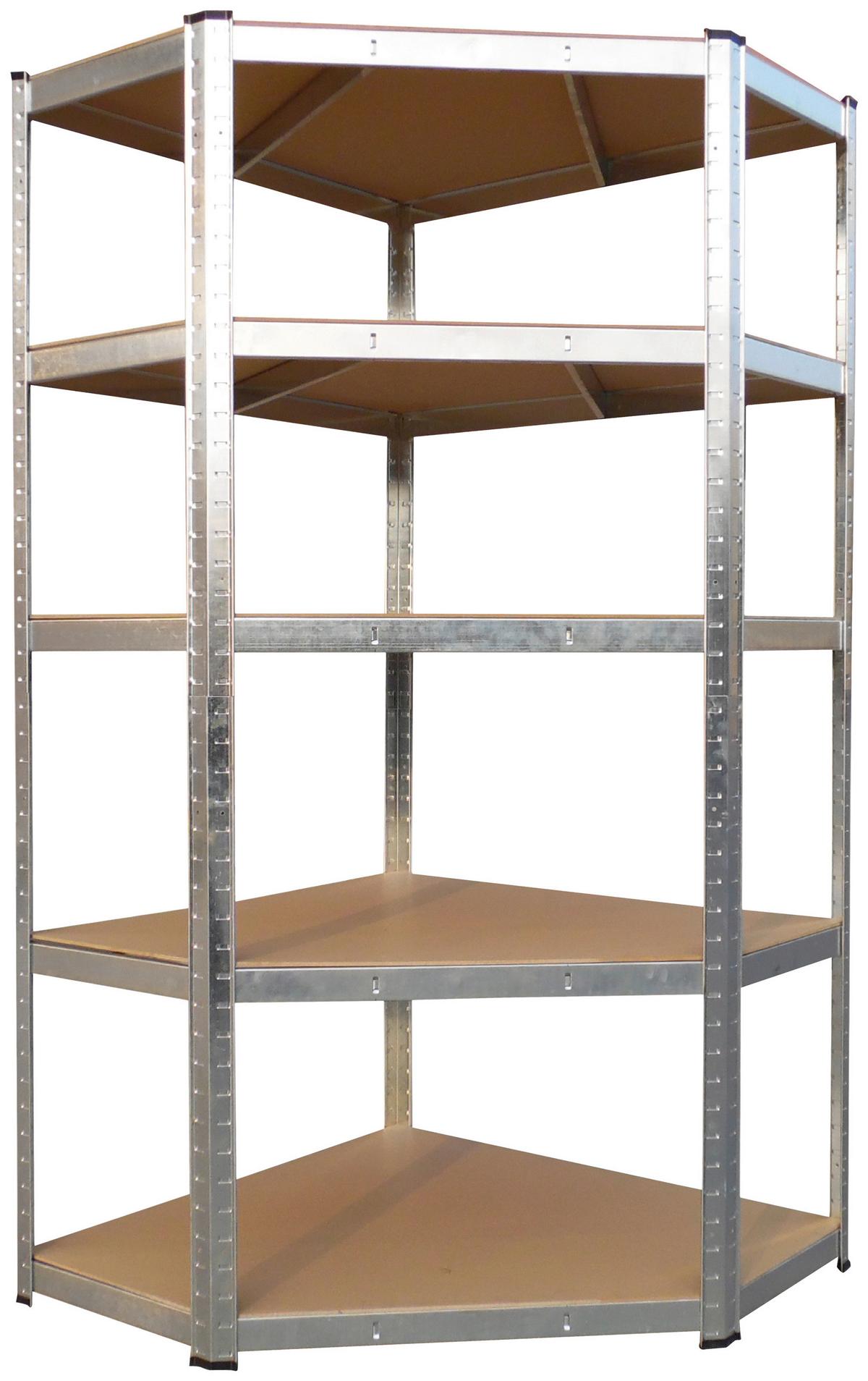 Kotni Regal Z Visoko Nosilnostjo Noah, Srebrna - srebrne barve, Trend, kovina/leseni material (90/40/180cm) - Homezone