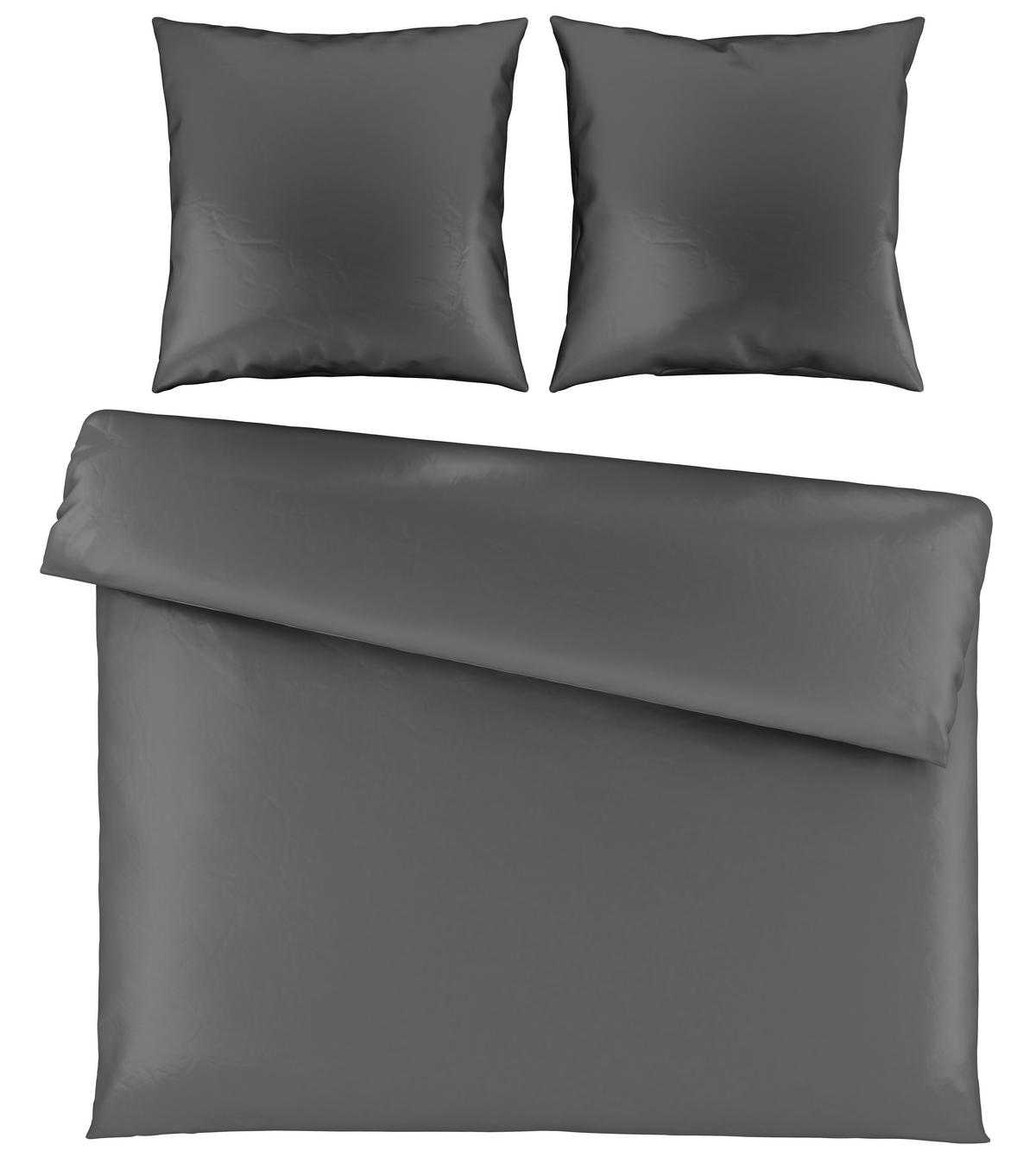Bettwäsche Alex Uni XXL ca. 200x220cm - Schieferfarben, MODERN, Textil (200/220cm) - Premium Living
