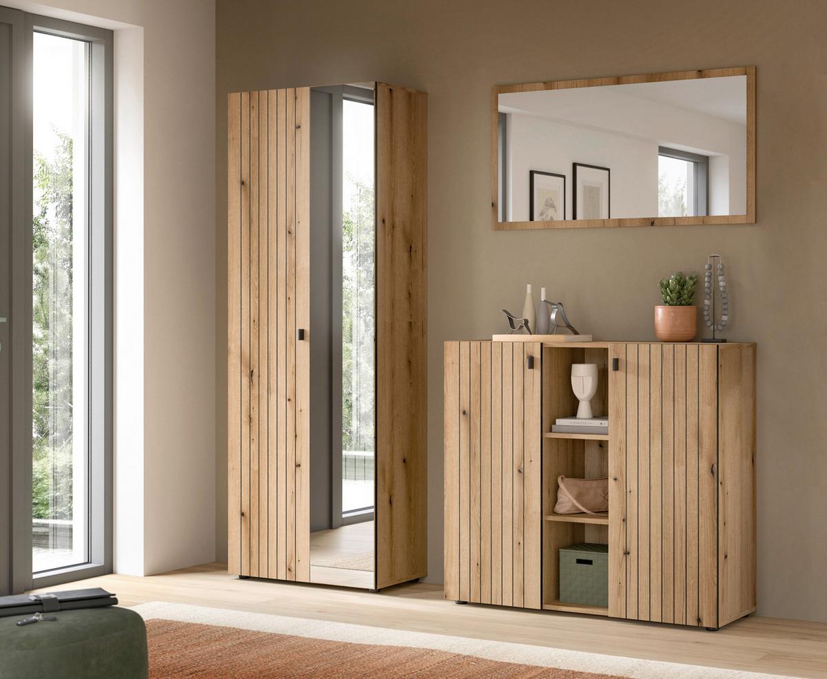 Predsoba Station, Barva Hrasta, 3-Delna - barve hrasta, Design, leseni material (191/192/37cm) - MID.YOU