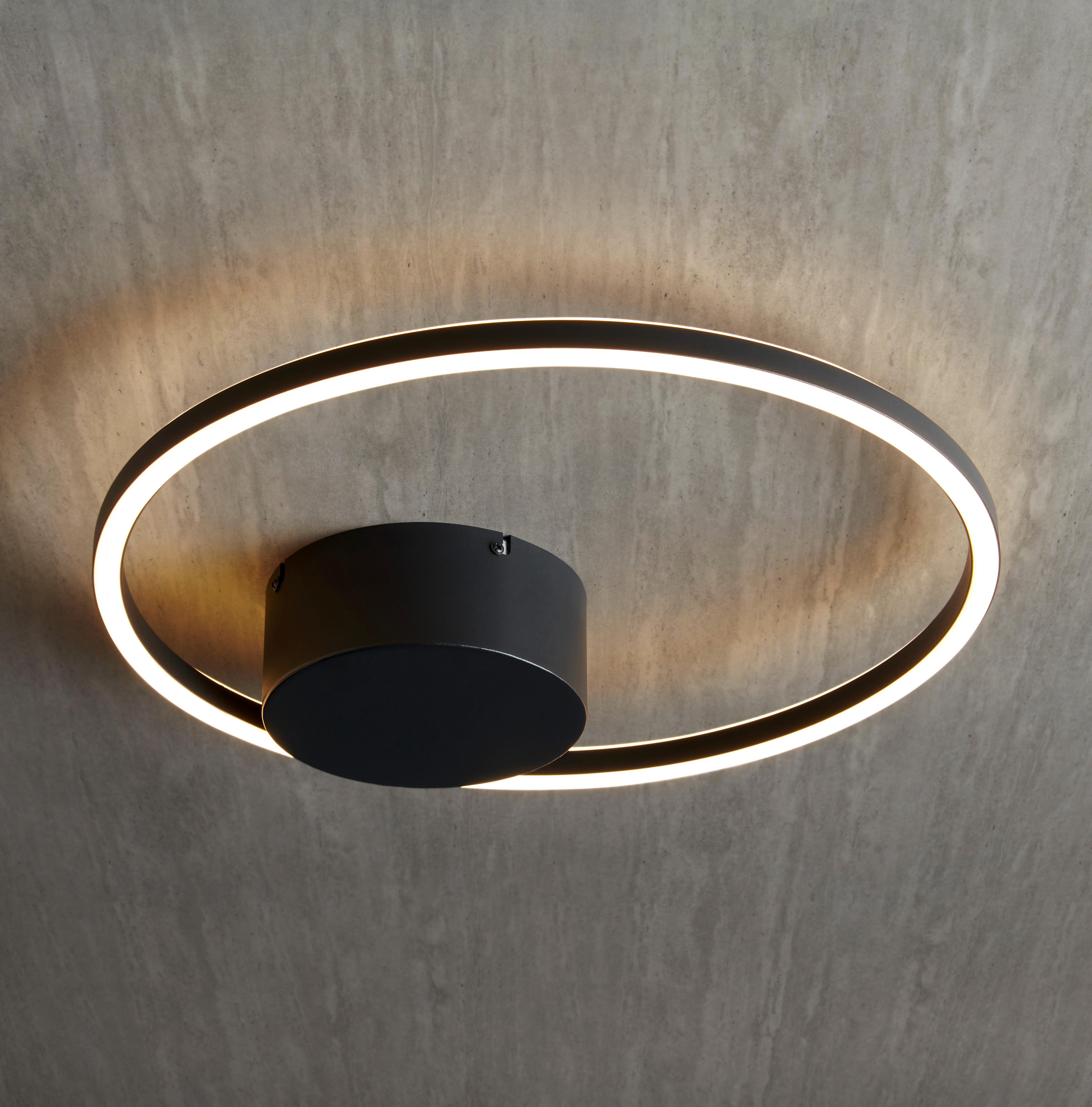 LED Mennyezeti Lámpa Elian - Fekete, modern, Műanyag/Fém (45/7cm) - Visiona