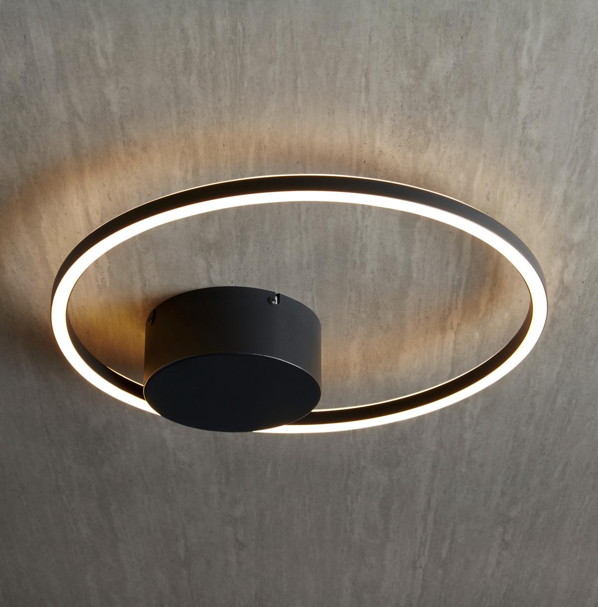 Led Mennyezeti Lámpa Elian - fekete, Modern, műanyag/fém (45/7cm) - Visiona