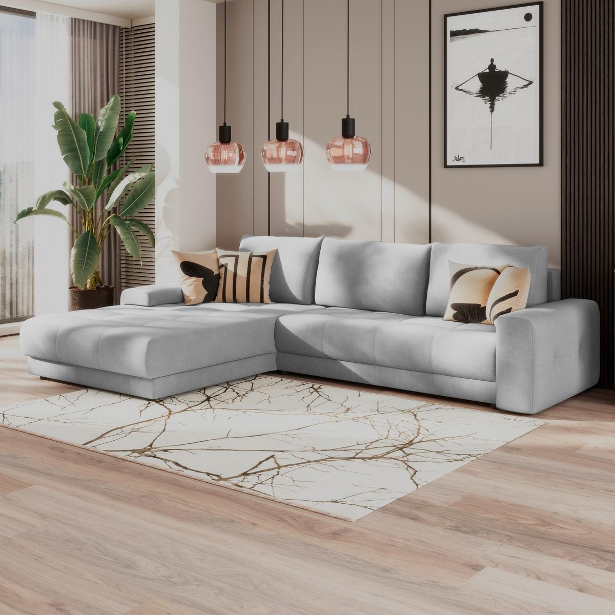 Kutna Garnitura Adria - siva, Moderno, tekstil (213/308cm) - Modern Living