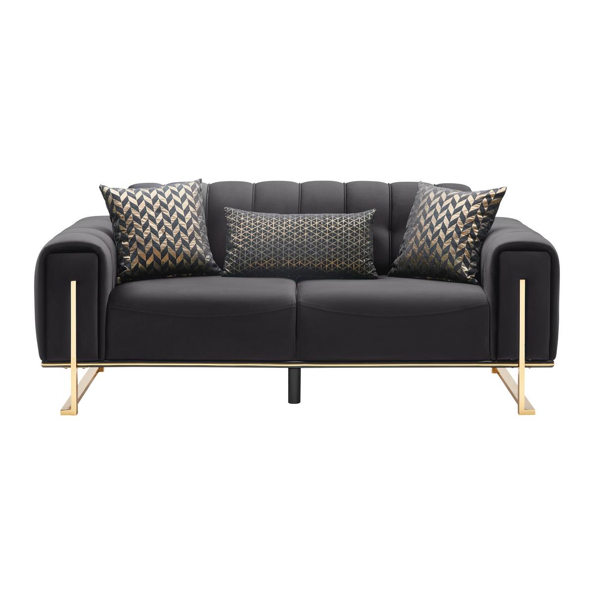 2-Sitzer-Sofa Aile in Schwarz/Goldfarben - Goldfarben/Schwarz, LIFESTYLE, Textil (190/80/90cm) - Based
