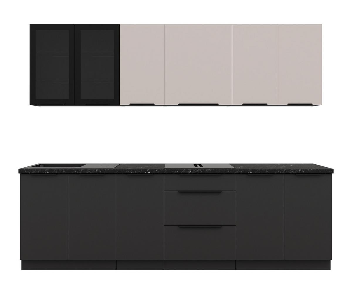 Blok Kuhinja Arona/siena - kašmir/crna, Moderno, staklo/metal (260/210/60cm) - Modern Living
