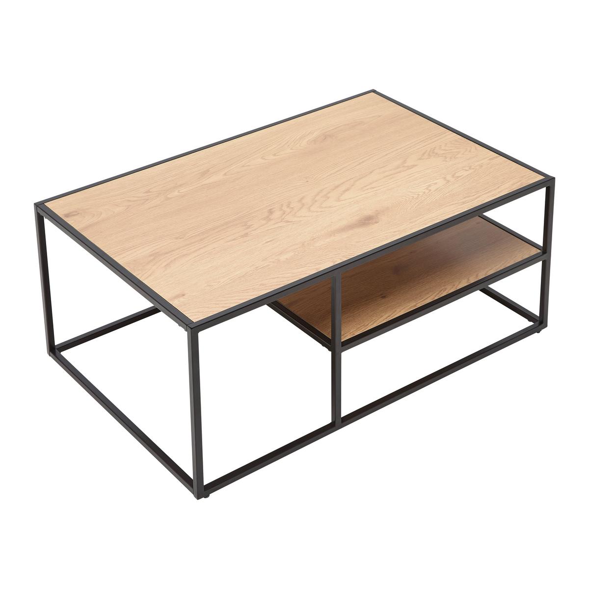 Couchtisch Kenny Eichefarben/Schwarz - Eichefarben/Schwarz, MODERN, Holzwerkstoff/Metall (90/38/40cm) - Mömax