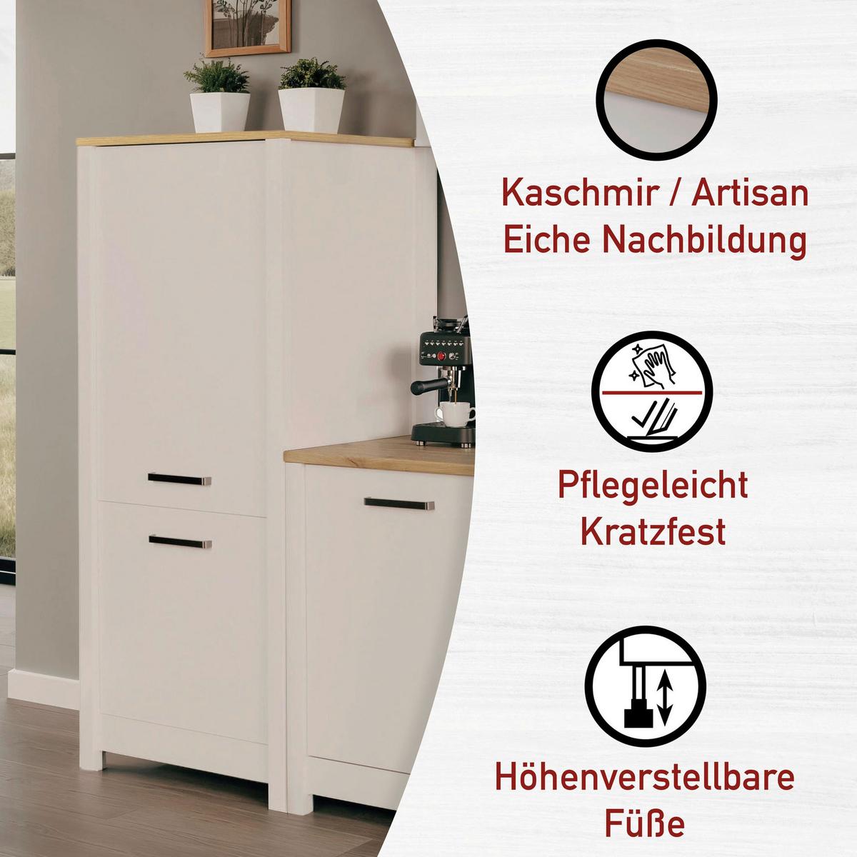 Küchenleerblock Bundle 7 o. Geräte Kaschmir - Kaschmir/Silberfarben, MODERN, Glas/Holzwerkstoff (370cm) - home24
