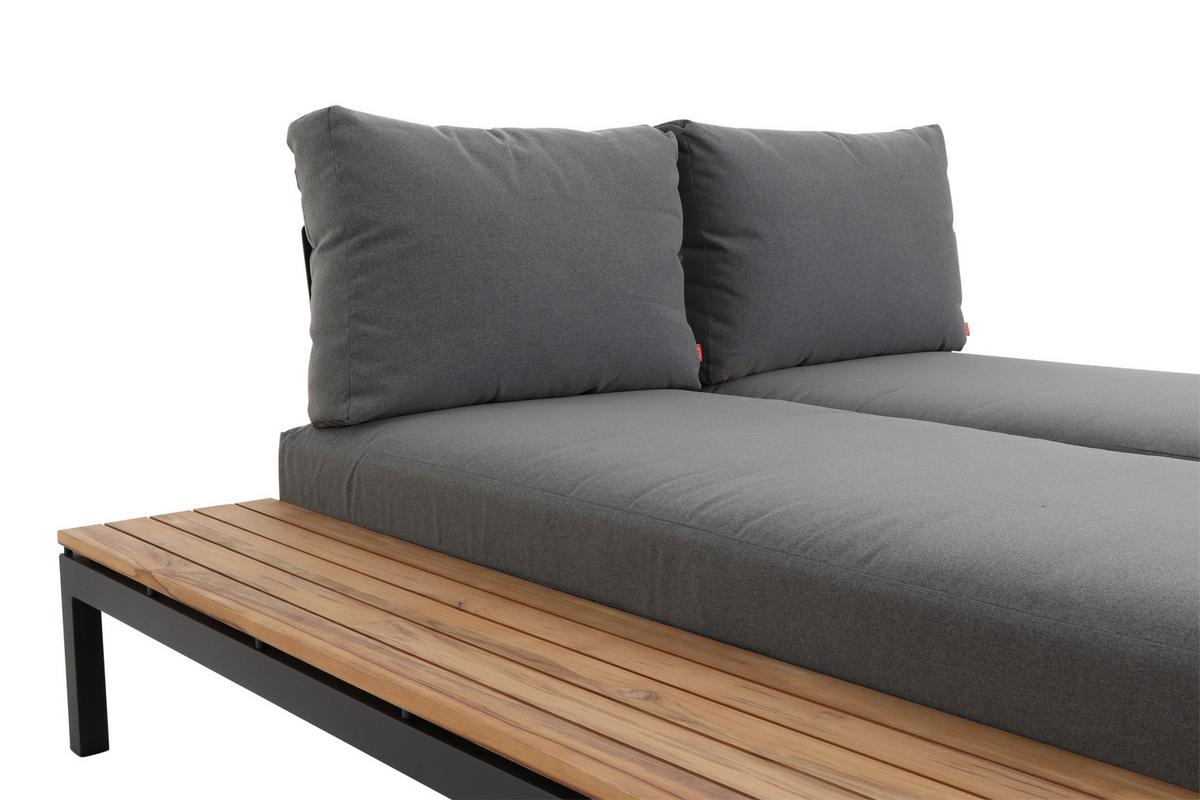Modul-Loungegarnitur 7-tlg. Grau Teakholz - Anthrazit/Grau, KONVENTIONELL, Holz/Textil (322/84/354cm) - Siena Garden