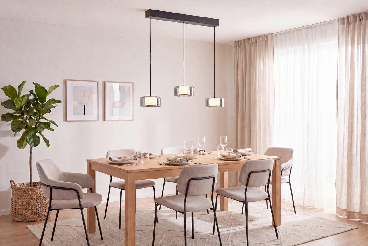 LAMPA WISZĄCA LED 2113-18 RIKA - czarny, Design, tworzywo sztuczne/metal (66/15/220cm) - Paul Neuhaus