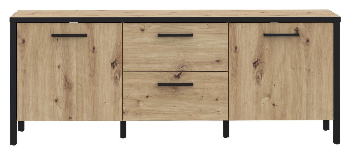 Tv Komoda Kirikus - hrast Artisan/crna, Lifestyle, drvni materijal (139,8/54,3/40,2cm) - Modern Living