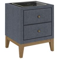 Nachtkästchen Elena Blau - Blau, KONVENTIONELL, Glas/Holz (48/68/45cm) - Sembella