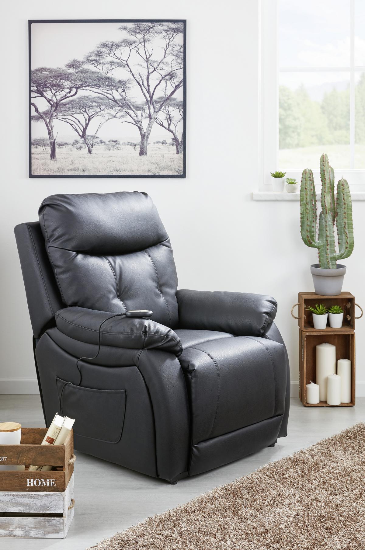 Tv Fotelj Mario, Relax Funkcija, Črna - črna, Konvencionalno, kovina/umetna masa (89/107-79/94-165cm) - James Wood