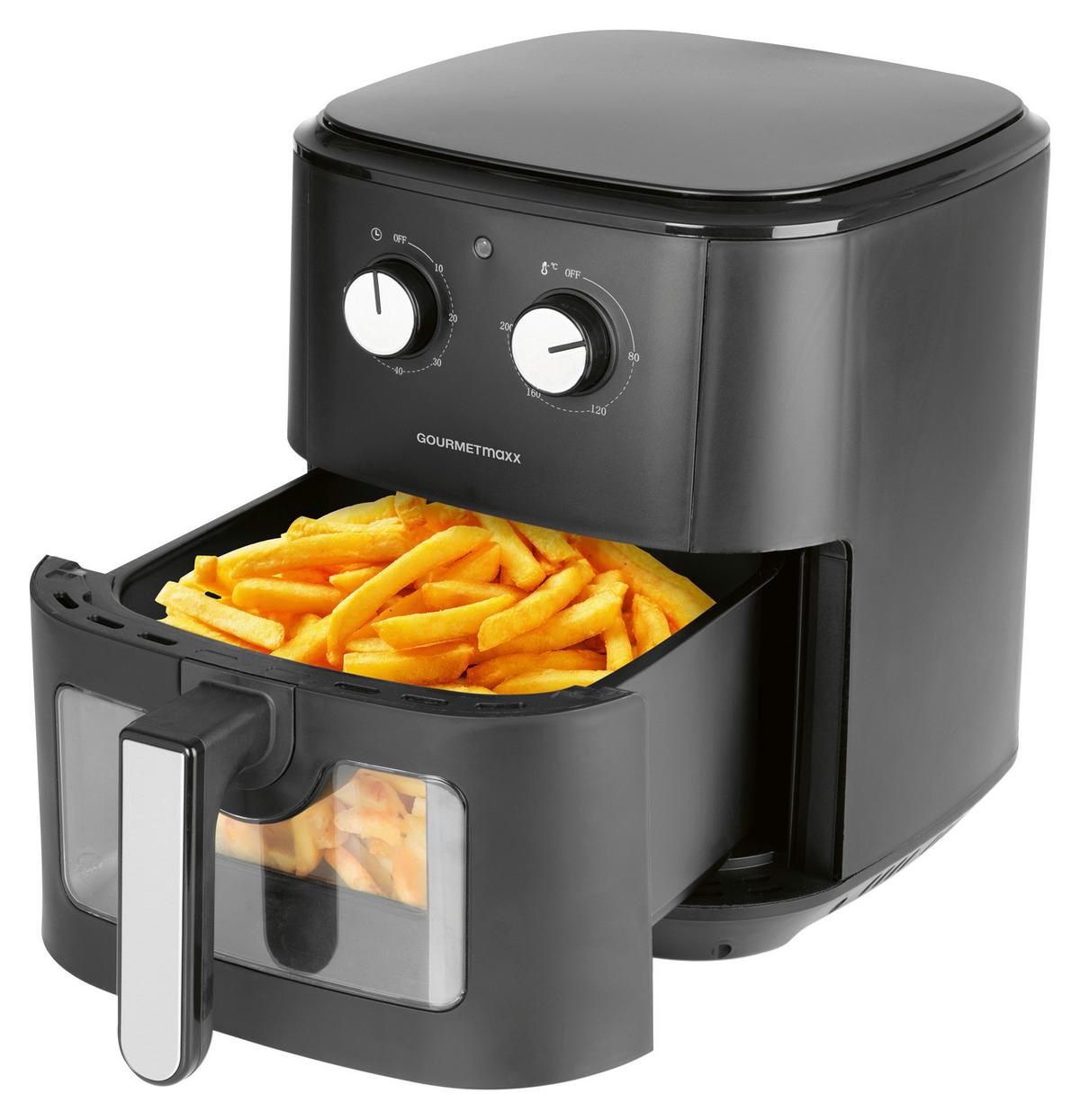 FRYTKOWNICA BEZTŁUSZCZOWA VKP12494 - czarny, Design, tworzywo sztuczne/metal (29,5/39/34cm) - GOURMETMAXX