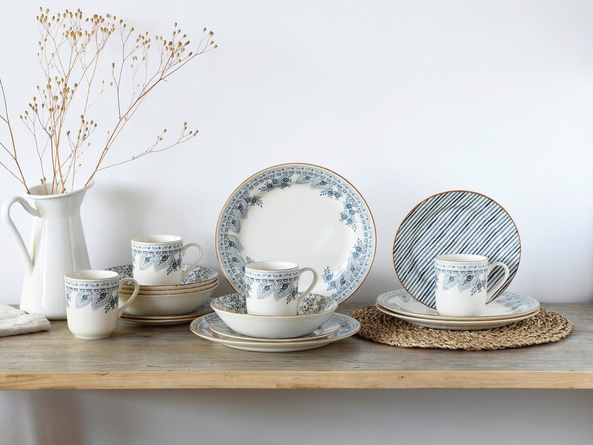 Kombinirani Servis Euböa, 16-Delni - modra/bela, Basics, keramika - Creatable