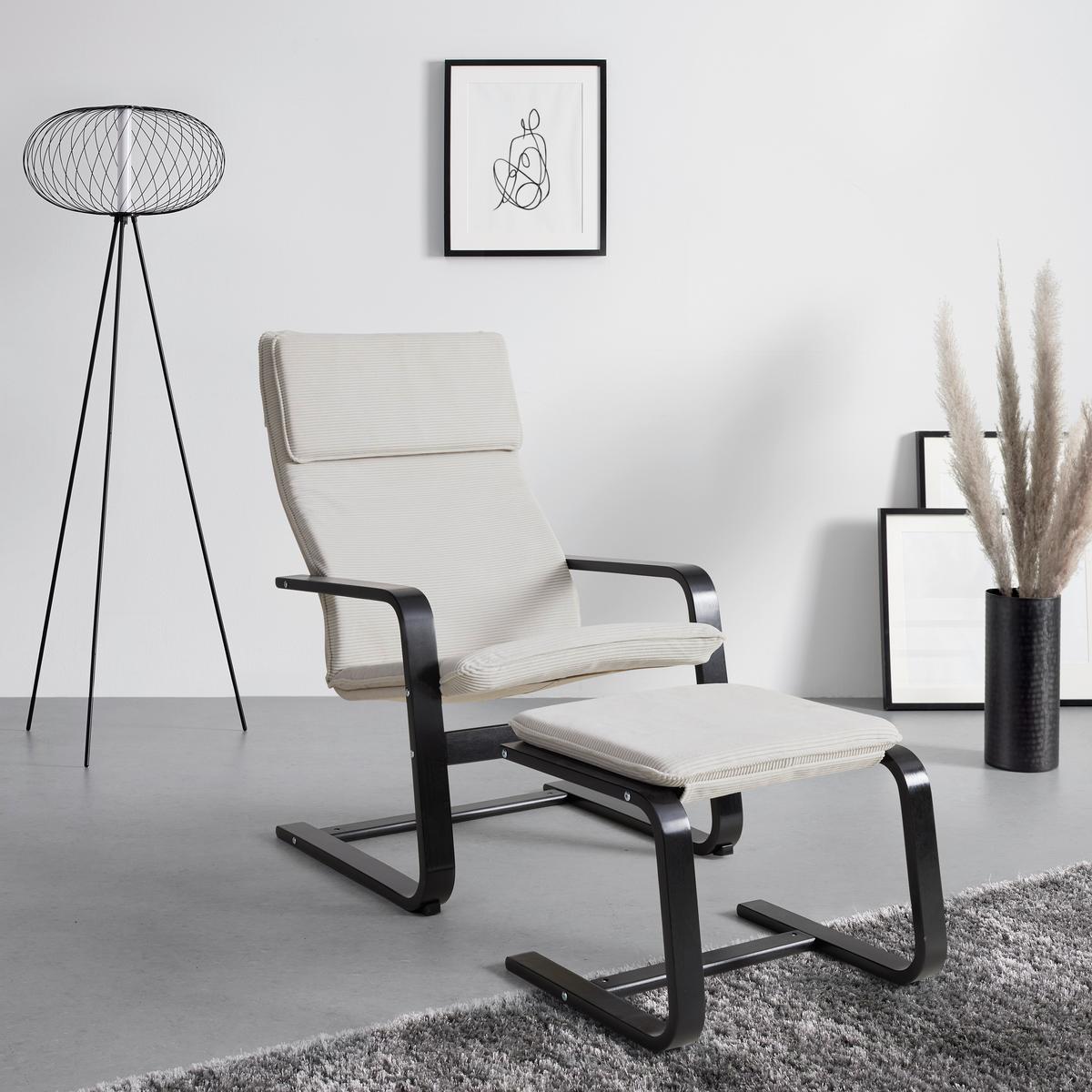 Schaukelstuhl Manu II in Creme/Schwarz - Creme/Schwarz, MODERN, Holz/Textil (67/100/84cm) - Based