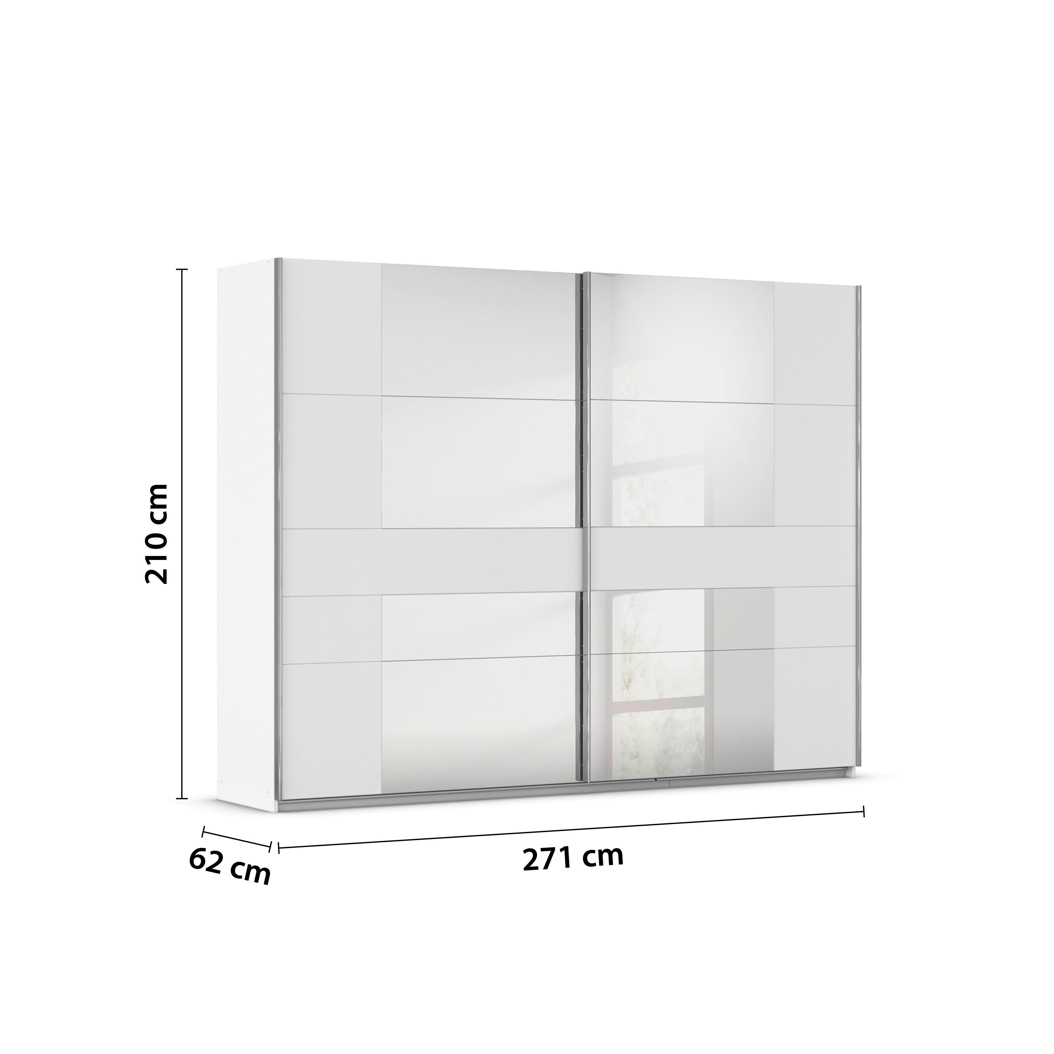 Schwebetürenschrank Caspio Grau/Weiß - Chromfarben/Weiß, KONVENTIONELL, Holzwerkstoff/Metall (270/210/57cm) - Premium Living