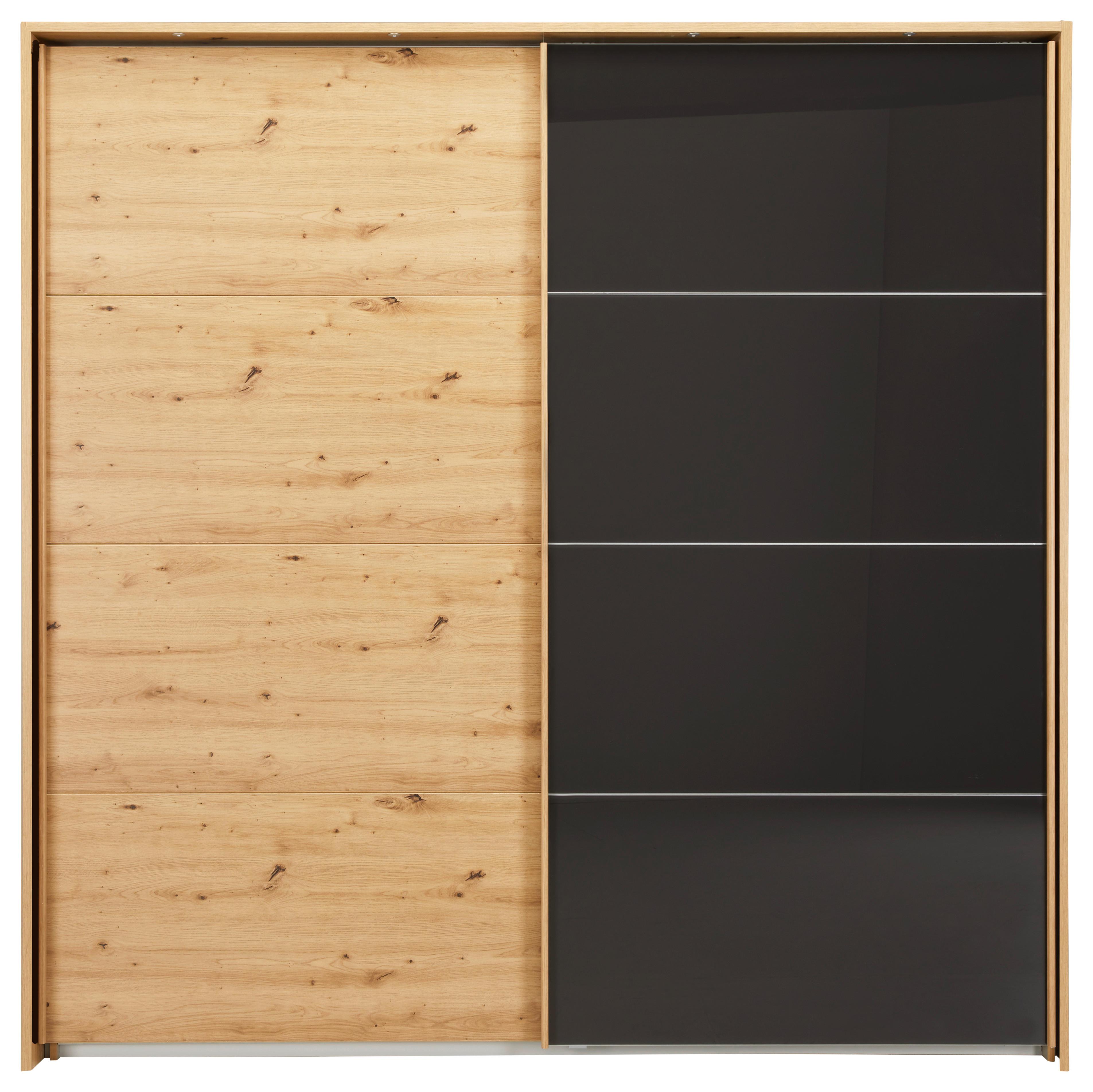 Ormar S Kliznim Vratima Quadra - boje hrasta, Konvencionalno, staklo/drvni materijal (226/229/63cm) - Modern Living