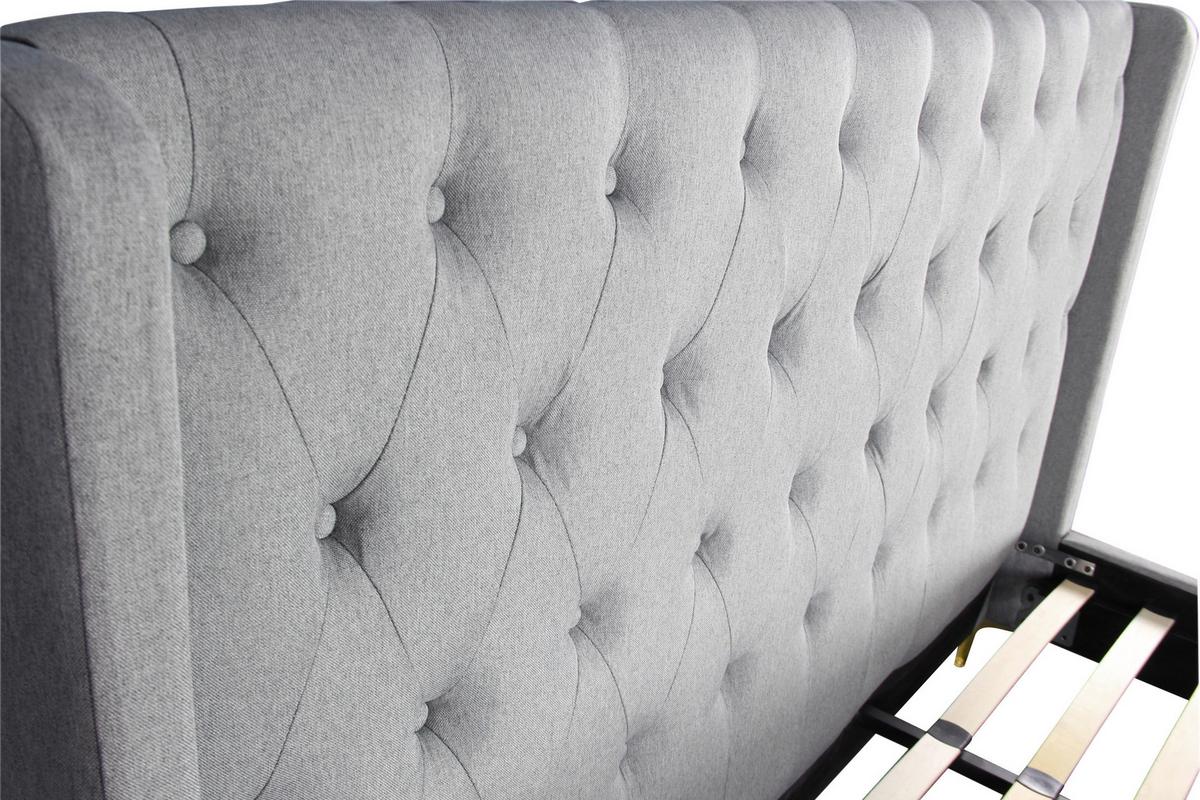 ŁÓŻKO TAPICEROWANE TANJA - jasnoszary/czarny, Modern, materiał drewnopochodny/metal (180/200cm) - Livetastic