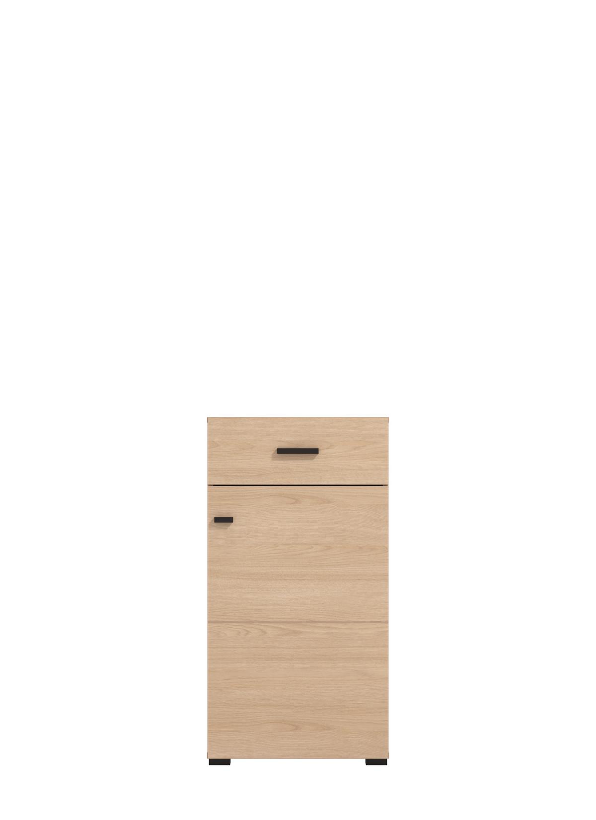 Komód Rathlin - tölgyfa színű/fekete, Modern, műanyag/faalapú anyag (51,5/98/35cm)