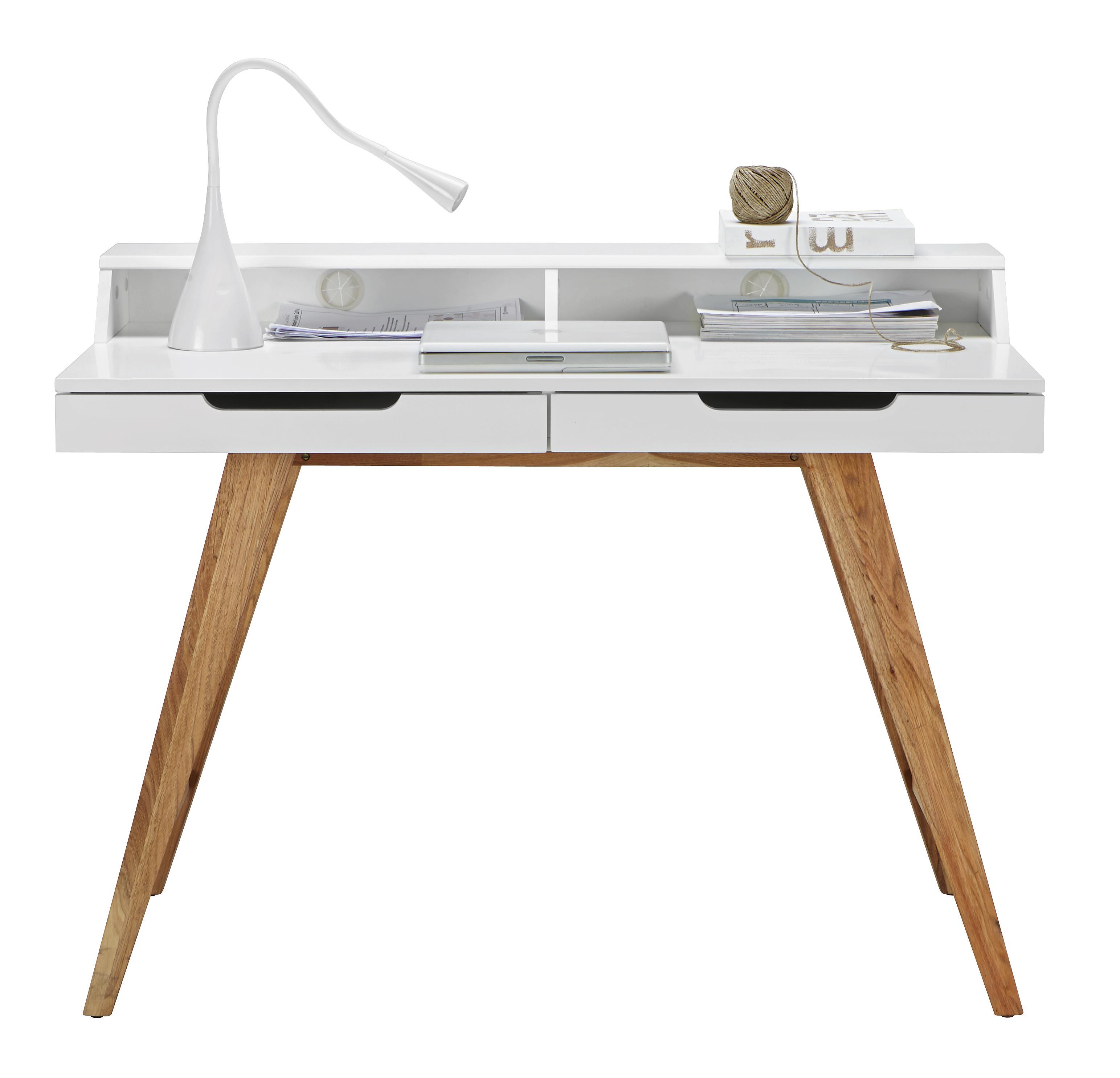 Schreibtisch in Weiß/Eichefarben - Eichefarben/Weiß, MODERN, Holz/Holzwerkstoff (110/85/58cm) - Zandiara