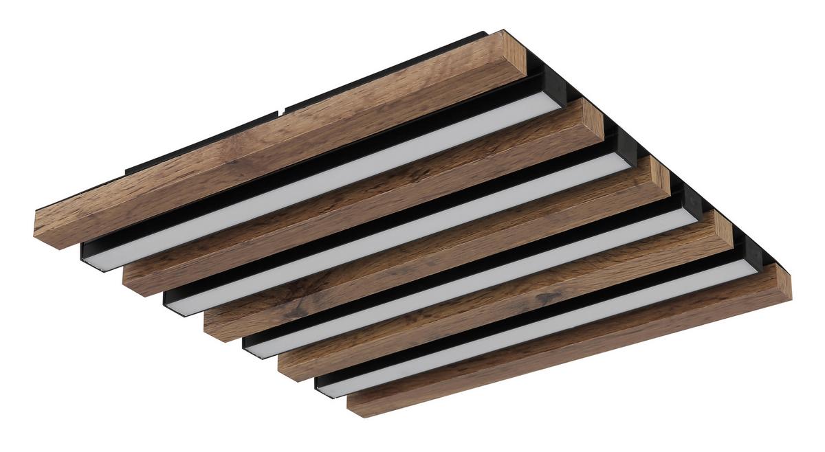 Led Stropna Svjetiljka Hayden - bijela/tamno smeđa, Natur, drvni materijal/metal (30/30/5cm)