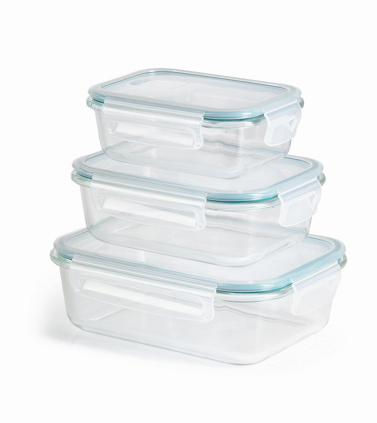 ZESTAW POJEMNIKÓW NA ŻYWNOŚĆ 13755 - zielony/przezroczysty, Basics, tworzywo sztuczne/szkło (19,6/14,5/6,6cm) - GOURMETMAXX