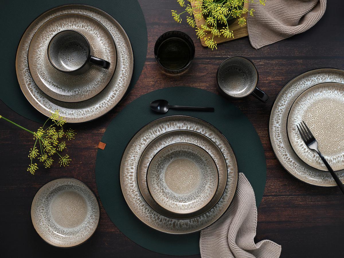 Jedilni Servis Nordic Fjord Beige, 16-Delni - črna/bež, Basics, keramika - Creatable