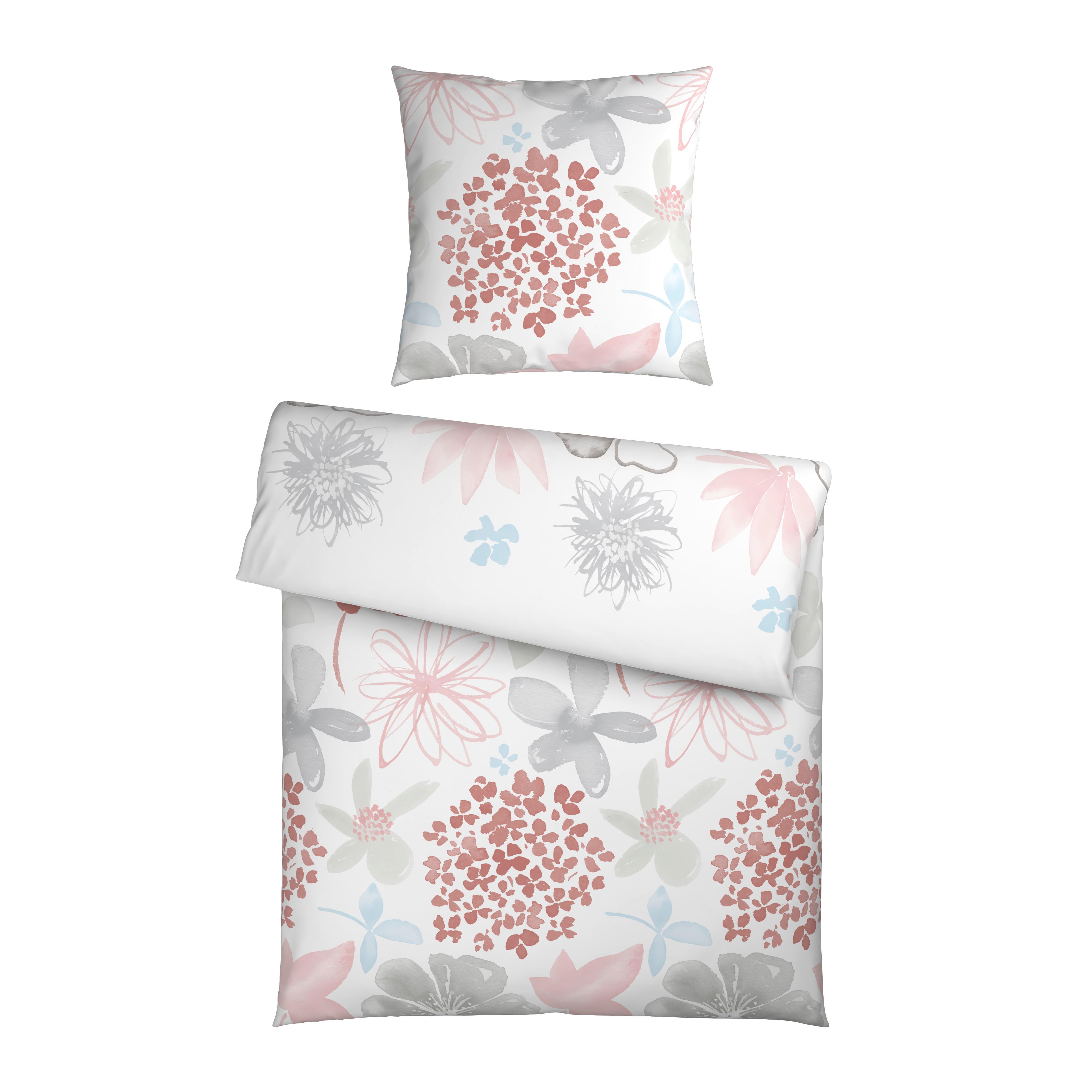 Bettwäsche Gundi Grau/Rosa/Weiß ca. 135x200cm - Rosa/Weiß, KONVENTIONELL, Textil (135/200cm) - Mömax