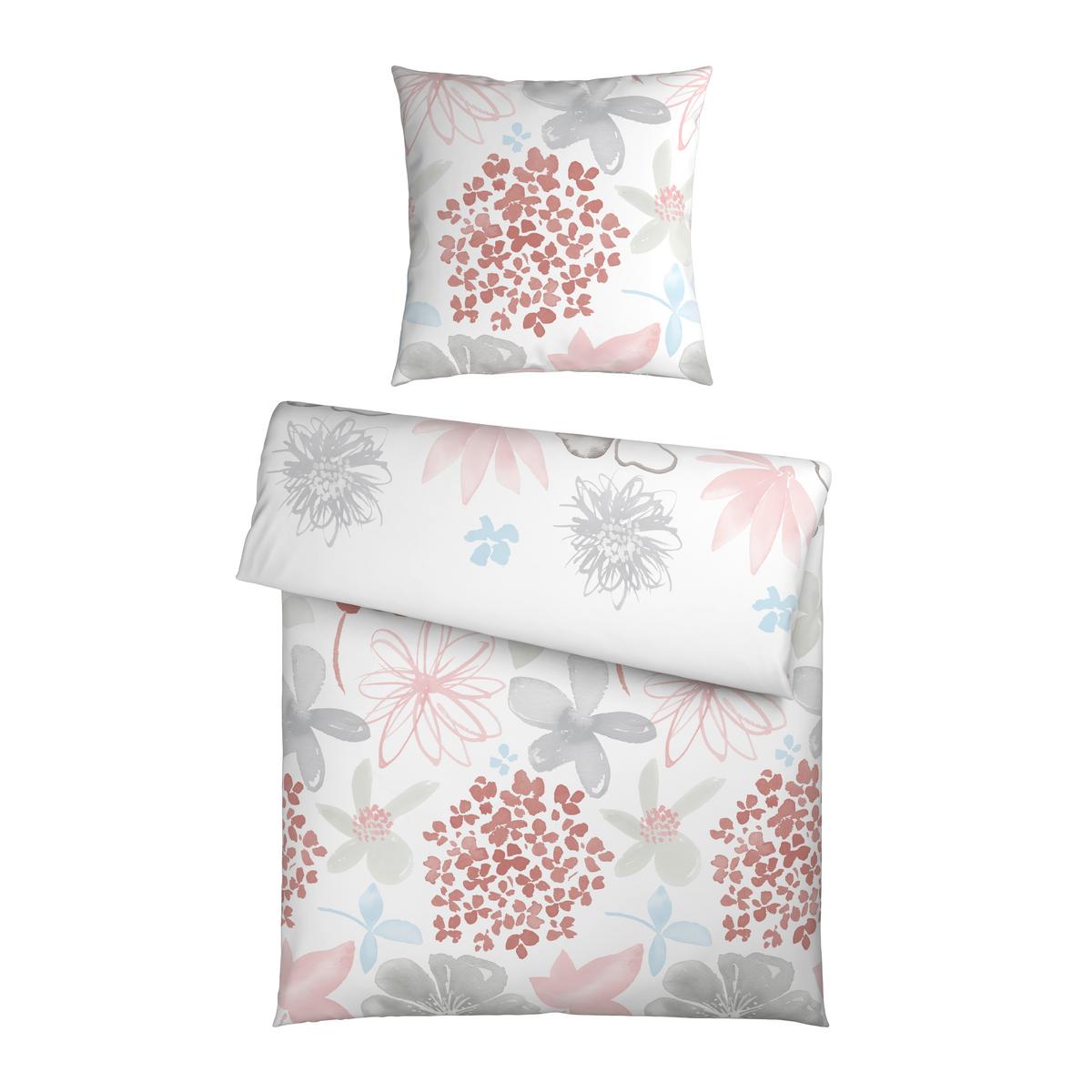 Bettwäsche Gundi Grau/Rosa/Weiß ca. 135x200cm - Rosa/Weiß, KONVENTIONELL, Textil (135/200cm) - Mömax