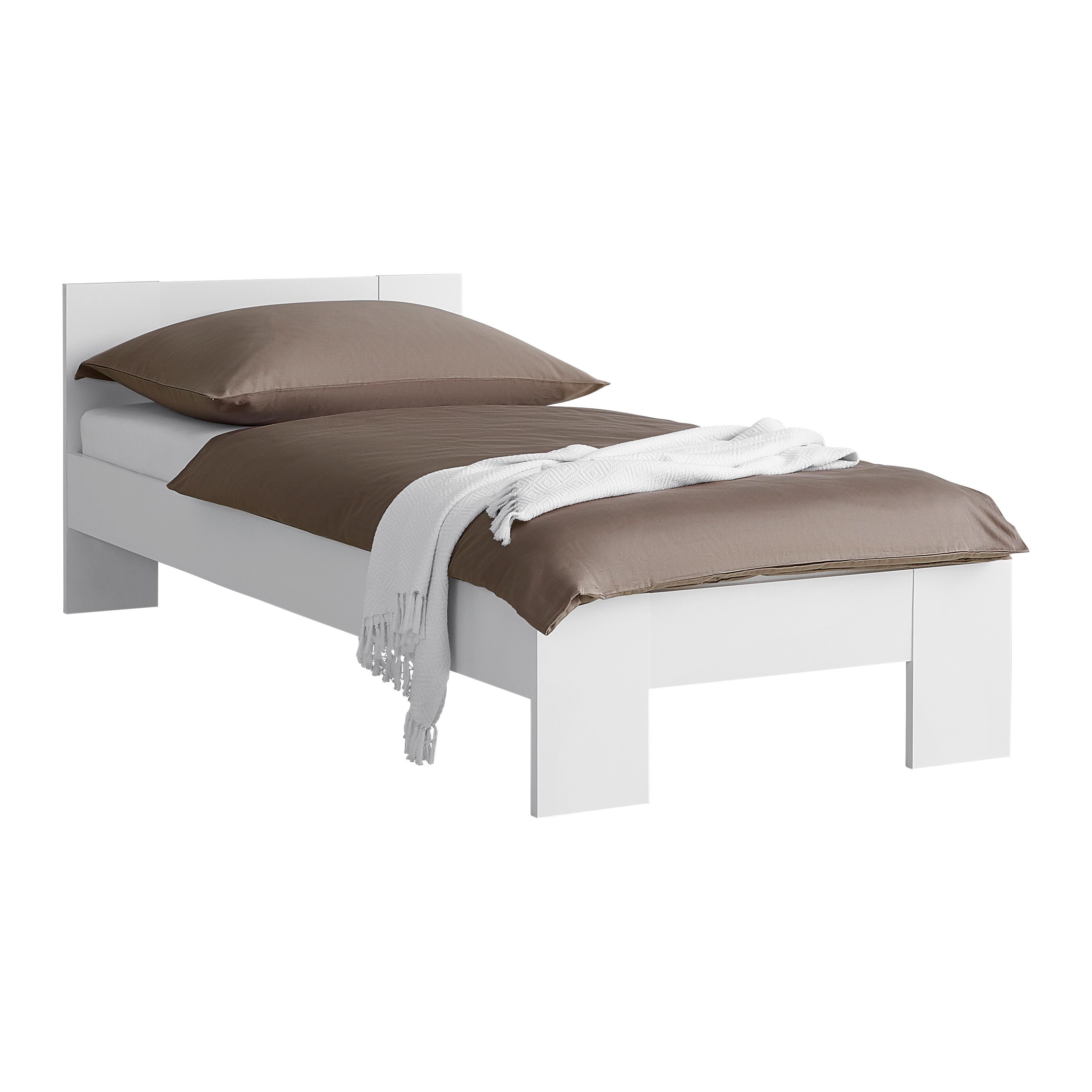 Bett Madrid Weiß ca. 90x200cm - Weiß, MODERN, Holzwerkstoff (90/200cm) - Mömax