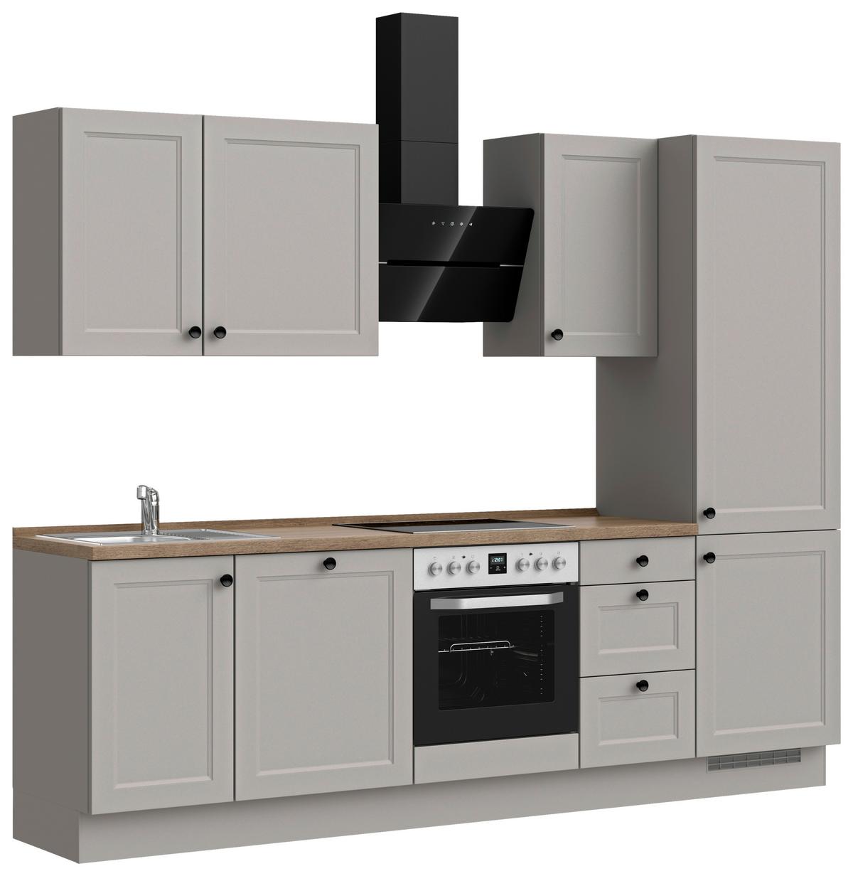 Küchenblock Cascada High m. Geräten Grau - Eiche dunkel/Schwarz, MODERN, Holzwerkstoff/Metall (270cm) - Nobilia