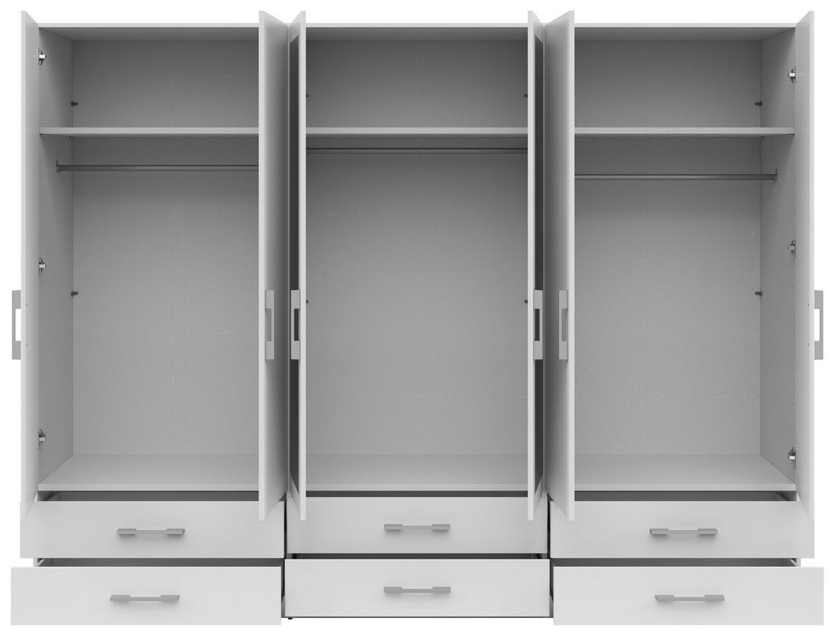 Șifonier HERFORD - alb, Modern, sticlă/material pe bază de lemn (270/210/54cm)
