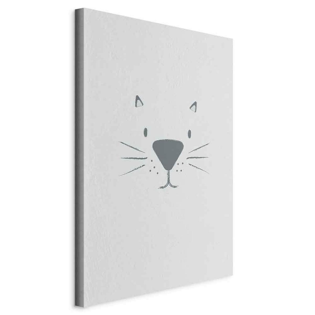 Slika Na Platnu Cat's Face - temno siva/svetlo siva, Basics, tekstil/leseni material (40/60/1,2cm) - artgeist