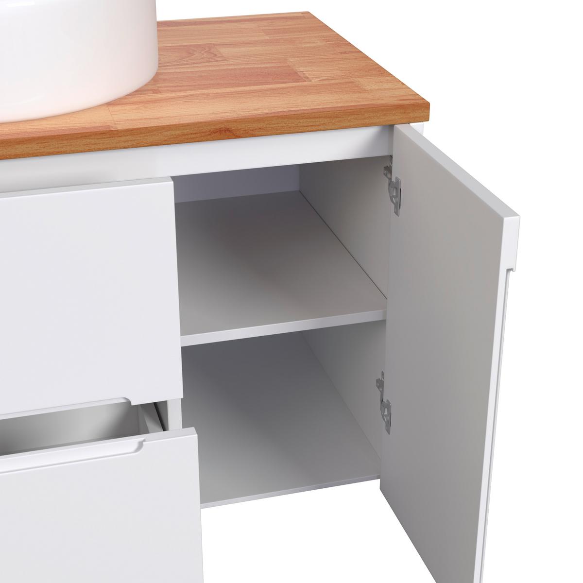 Kupaonica Davina - bijela/boje hrasta, Moderno, staklo/drvni materijal - Bessagi Home