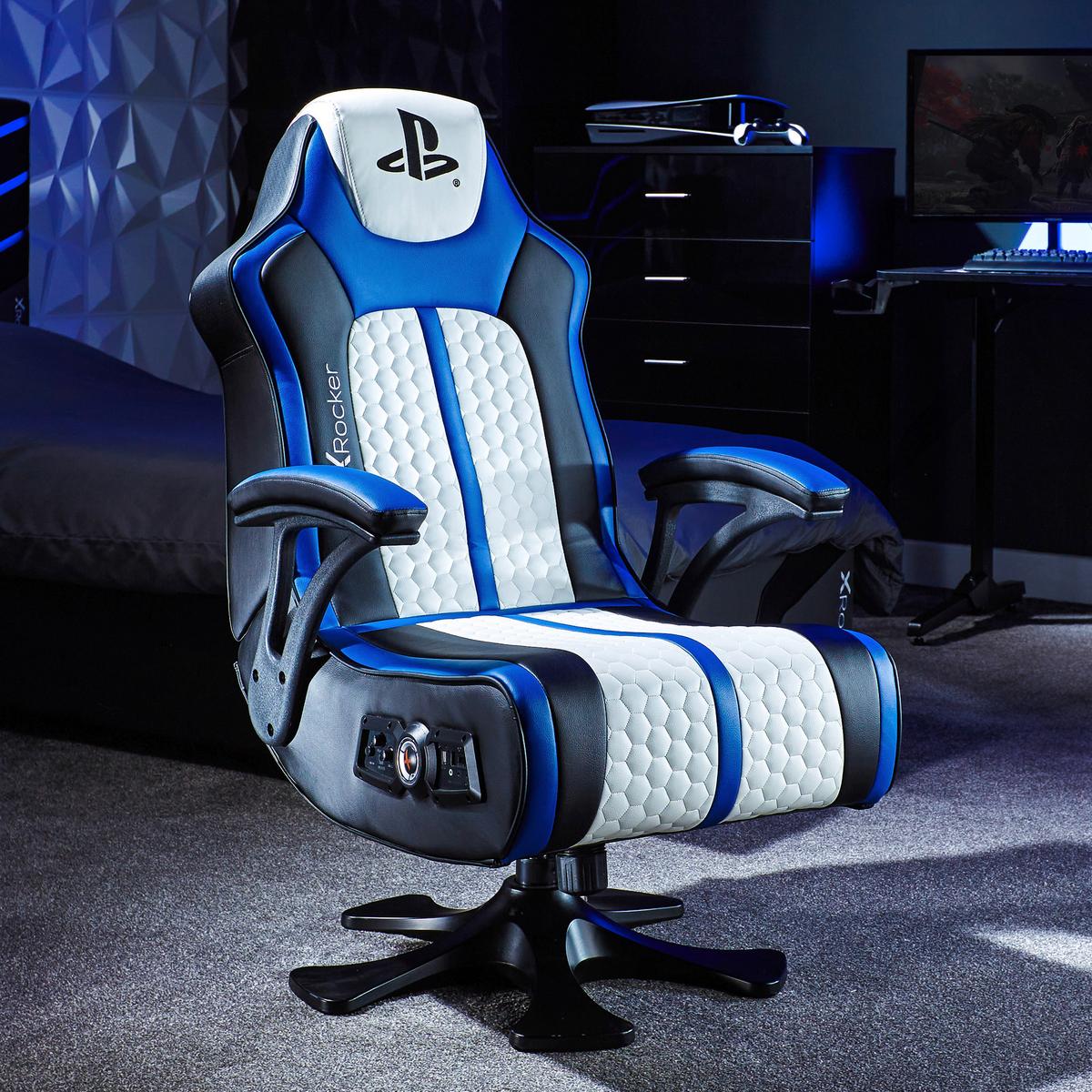 Gamingsessel Playstation Legen d ca. 88x64x102cm Blau/Schwarz - Blau/Schwarz, MODERN, Leder/Holzwerkstoff (88/64/102cm) - X Rocker