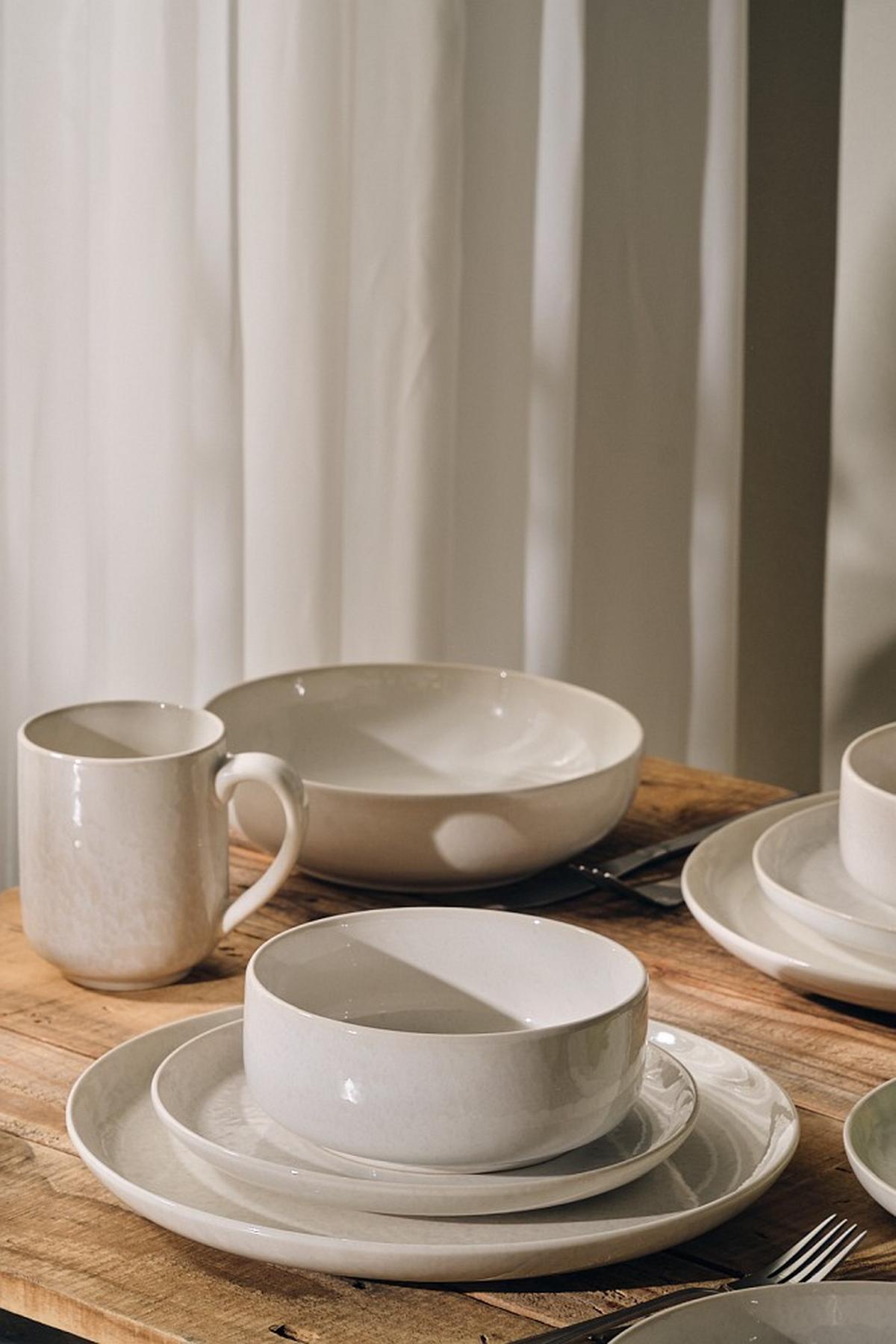 SERWIS OBIADOWO-ŚNIADANIOWY MARBELLA - beżowy, Trend, ceramika - Novel