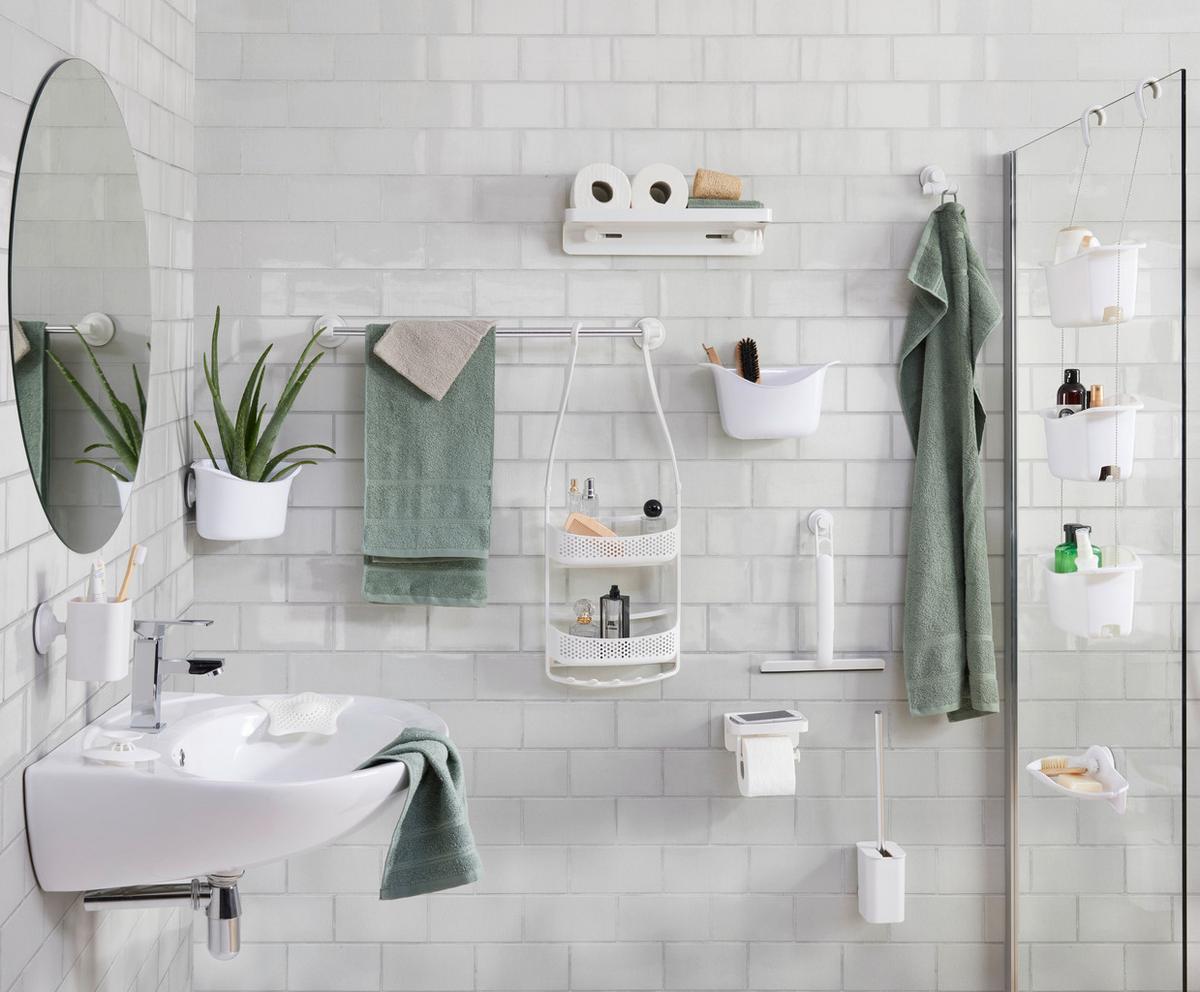 Zuhanypolc Easy - fehér, Modern, műanyag (41,3/11,6/8,3cm) - Premium Living